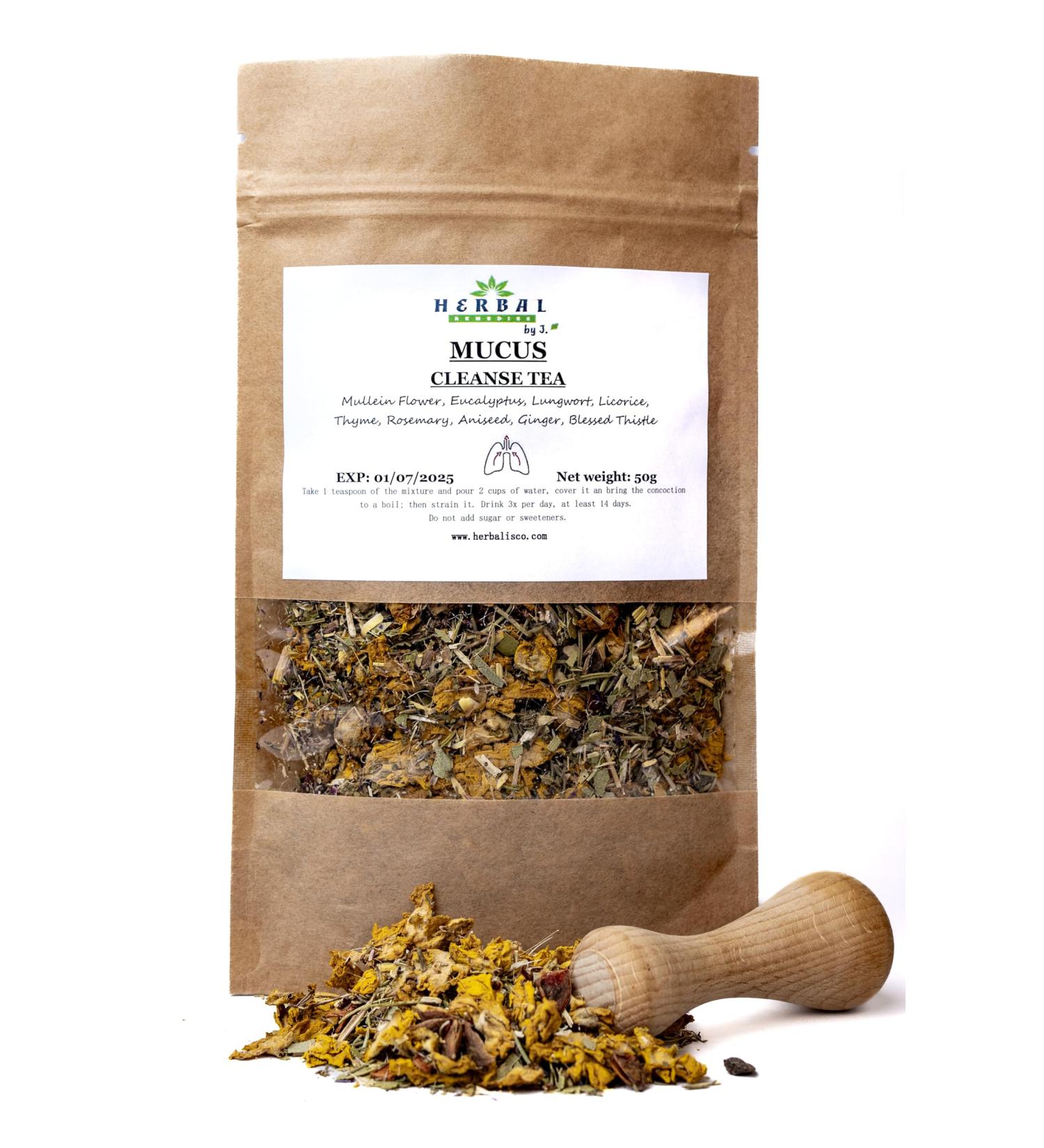 Mucus Cleanse Tea Loose Premium Pure Herbs / 50g - Lungs Detox Immune Booster Respiratory Support - Herbal Remedies by J. - Buy Online on GoSupps.com