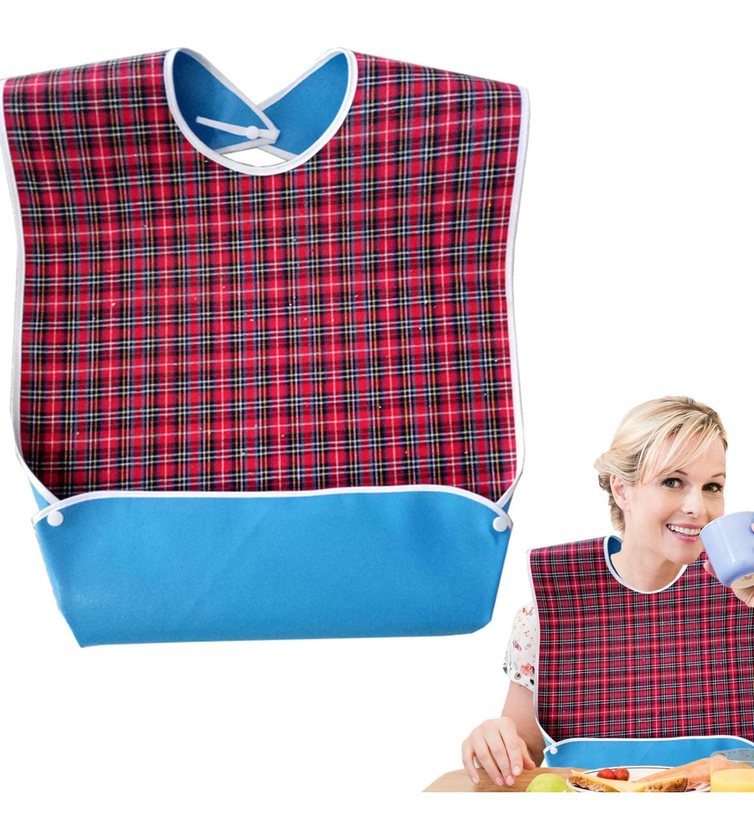 Adult Bib Scarf | Waterproof Feeding Bibs for Elderly with Crumb Catcher | Washable and Reusable Clothing Protectors for Adults Senior Citizens - Buy Online on GoSupps.com