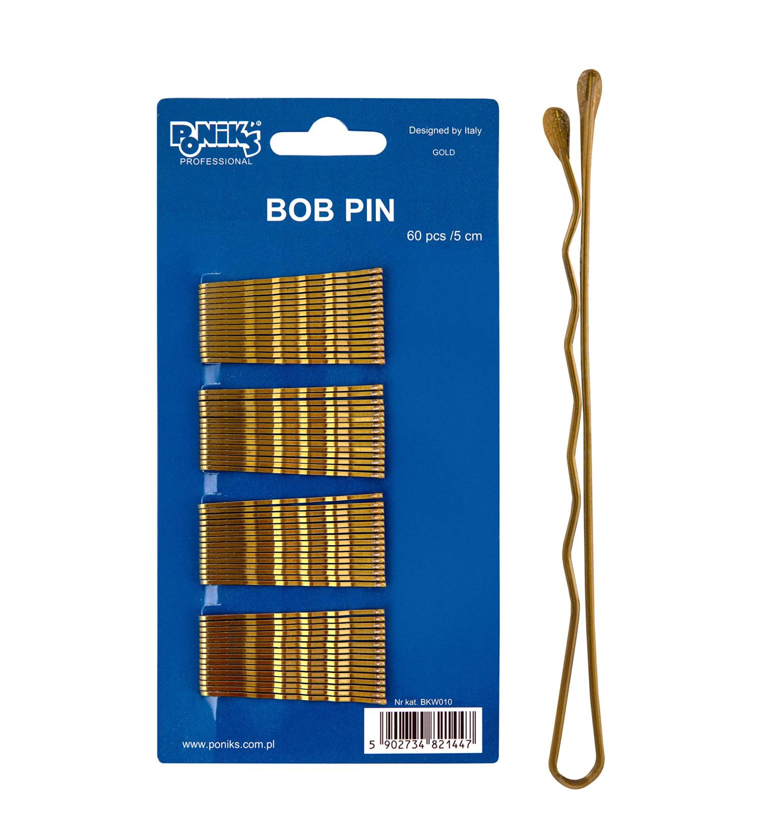 Poniks Gold Metal Bobby Pins - 5cm Wave Shape Hair Clips 60 Pieces for Stylish Hairdos | International Shipping - Buy Online on GoSupps.com