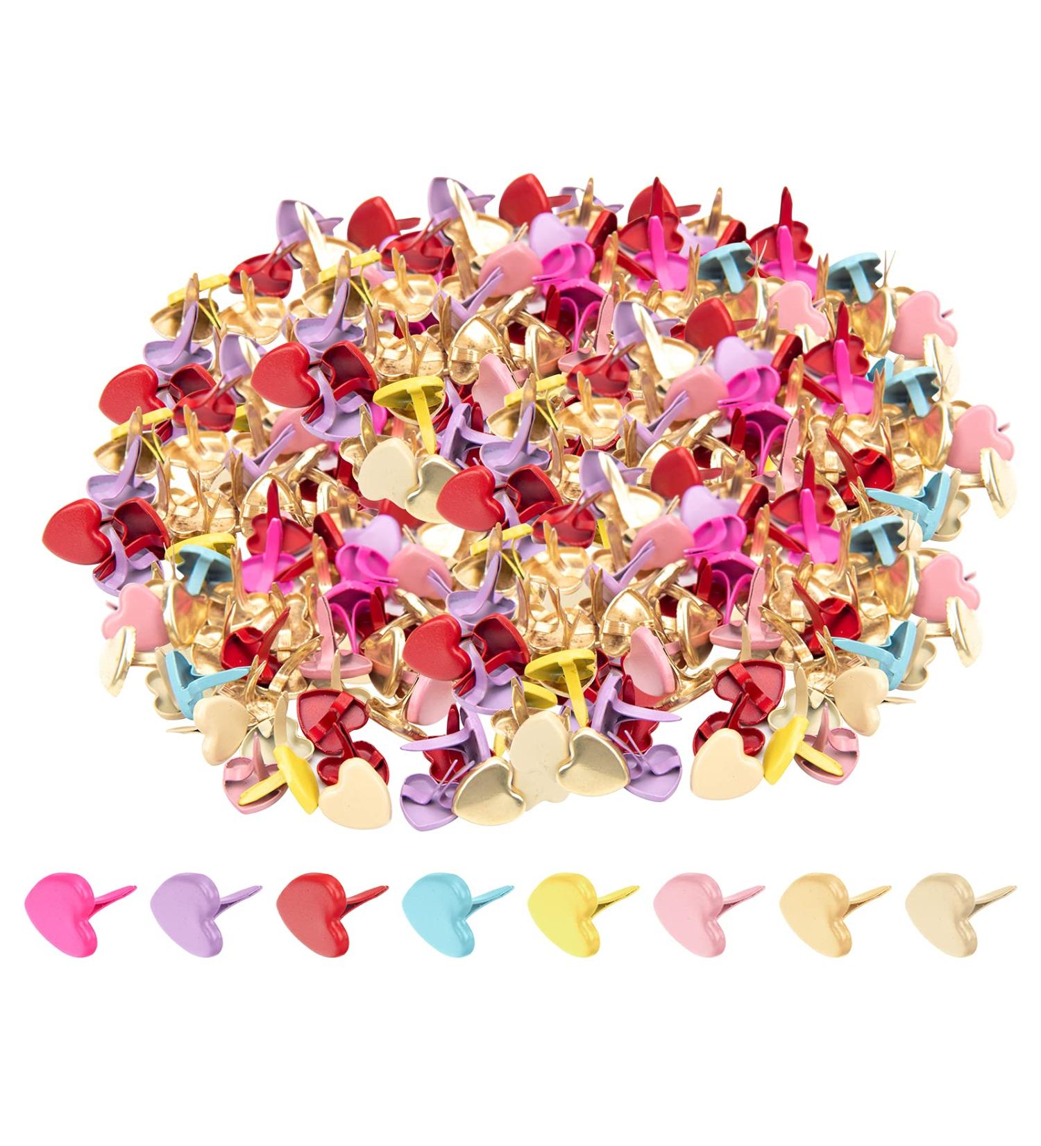 Xijuer 200PCS Metal Paper Brass  Mini Brads Multi Color Small Heart Metal Brad  Paper Fasteners Pastel Brads for Art Scrapbooking Crafting - Buy Online on GoSupps.com