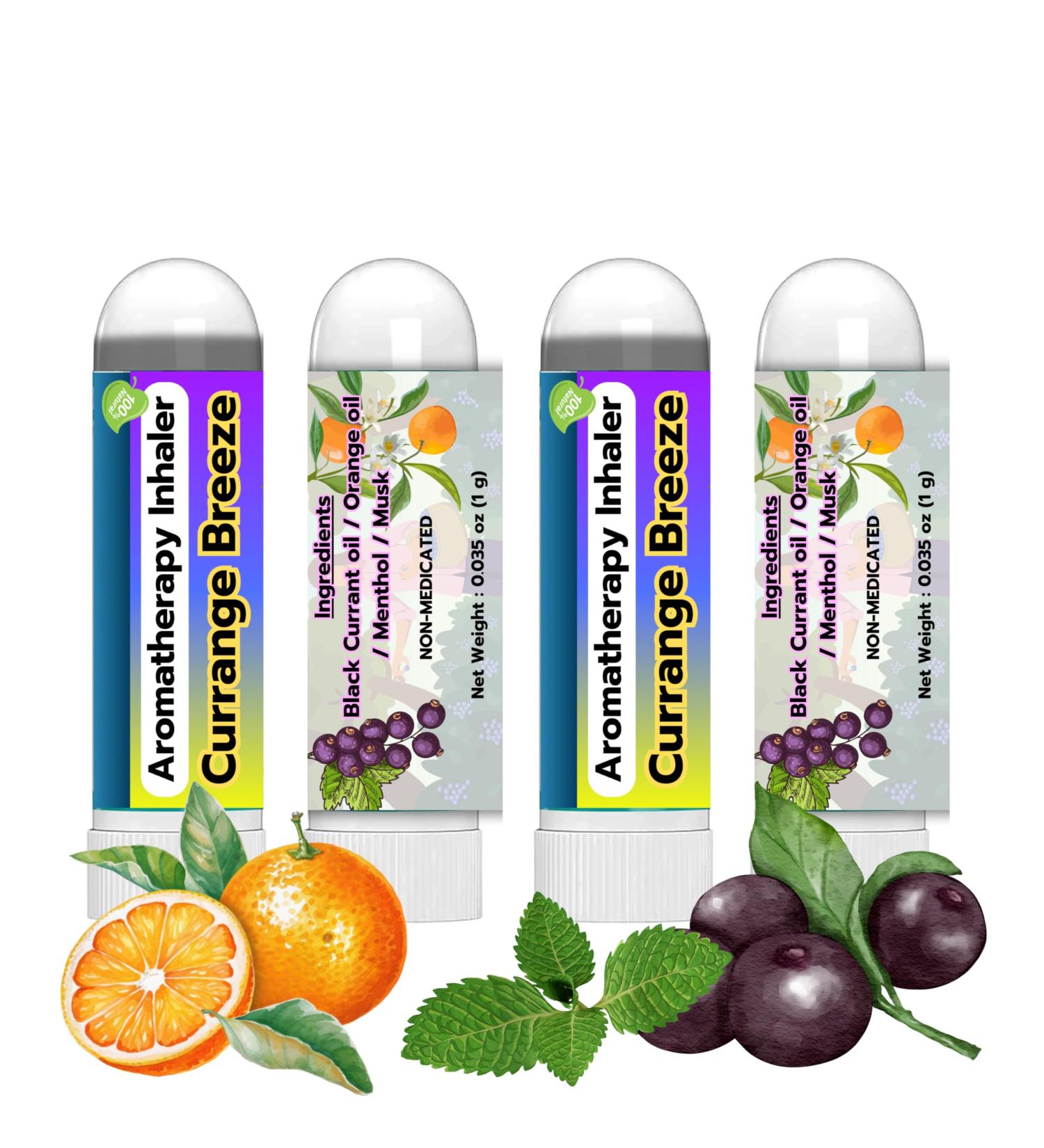 KleverKlover Aromatherapy Nasal Inhaler Stick (4 Pcs) - Black Currant Orange & Menthol Essential Oil Blend | Essential Oils for Motion Sickness - Buy Online on GoSupps.com