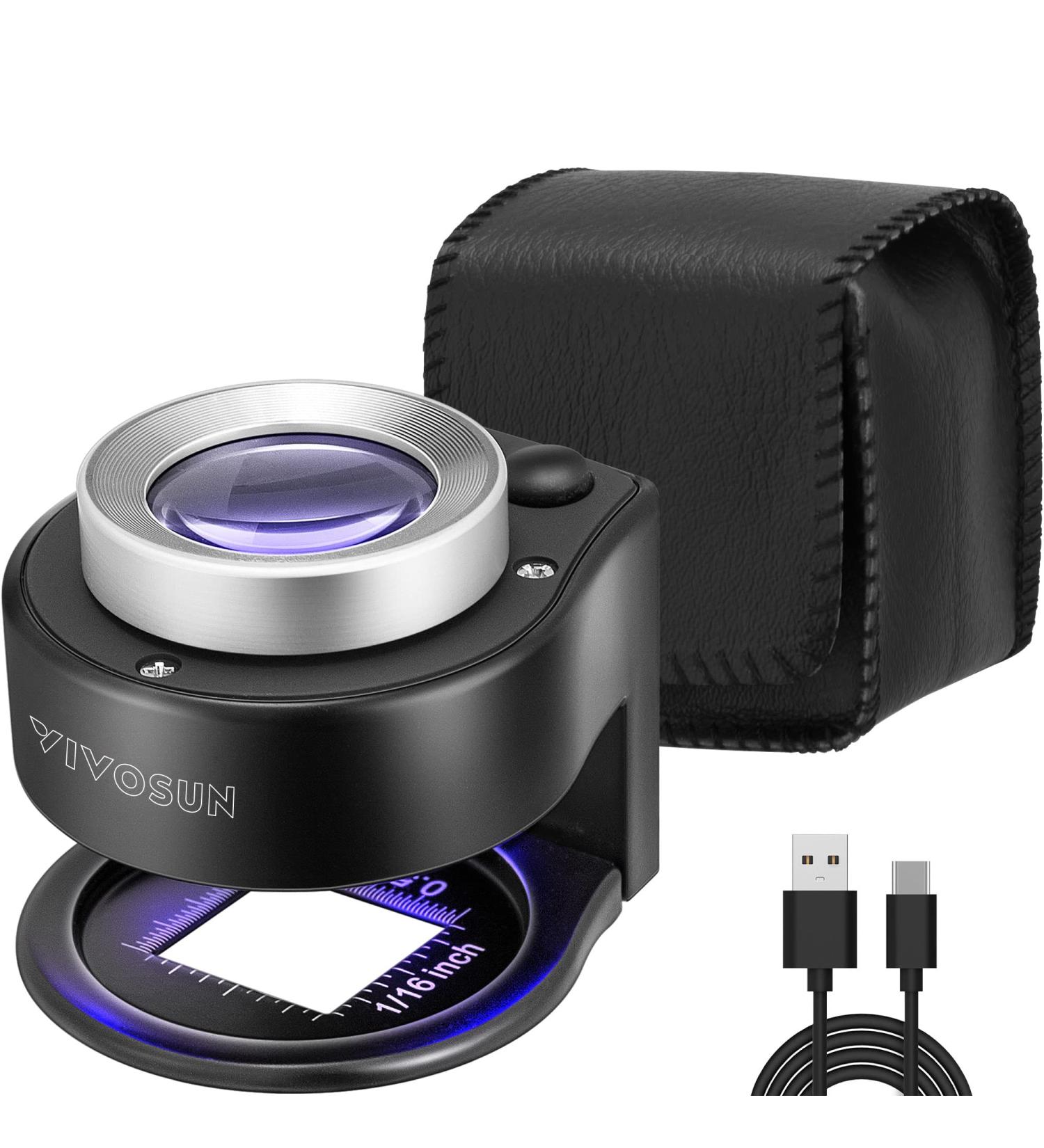 VIVOSUN 30X Rechargeable Loupe Magnifier with LED and UV Light - Portable Magnifying Glass for Jewelry, Textile, Gems, Stamps, Coins, Plants - Buy Online on GoSupps.com