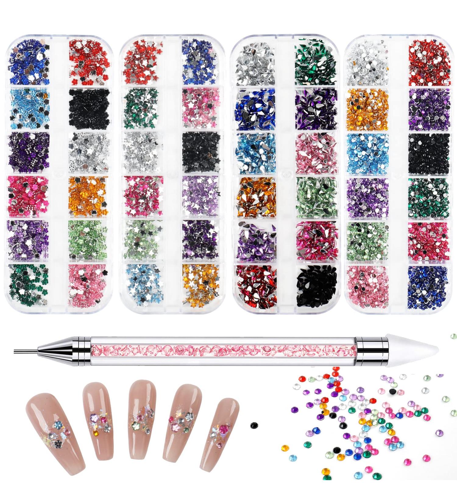 Angnya 6400 Pieces Rhinestones for Nails - Nail Art Kit with 4 Boxes & Dotting Pen | Multi-Design Accessories for Stunning Nail Decorations - Buy Online on GoSupps.com
