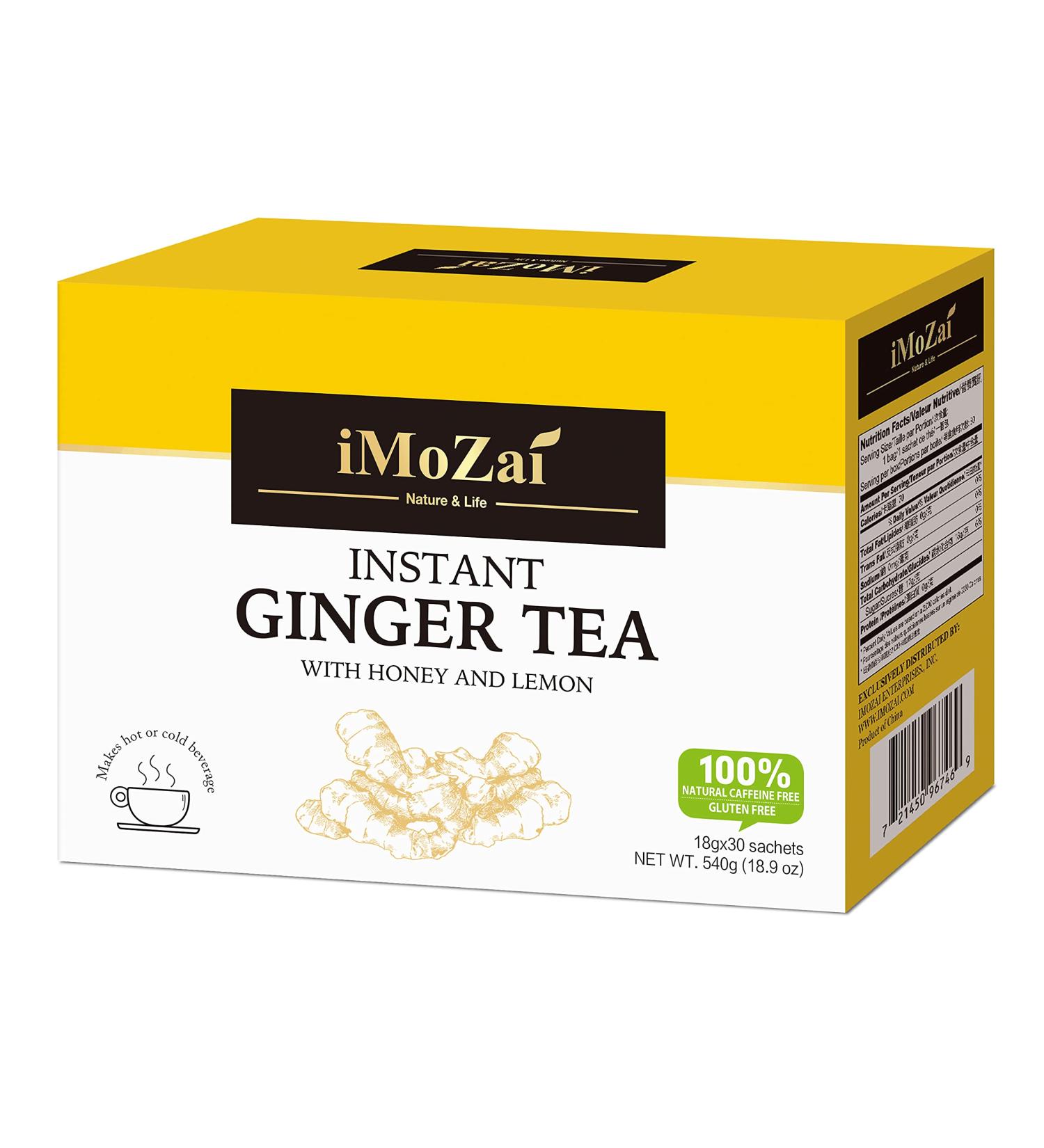 Imozai Instant Ginger Tea With Honey Crystals (Lemon Flavor) - 30 Sachets, 30 Count Pack - Buy Online on GoSupps.com