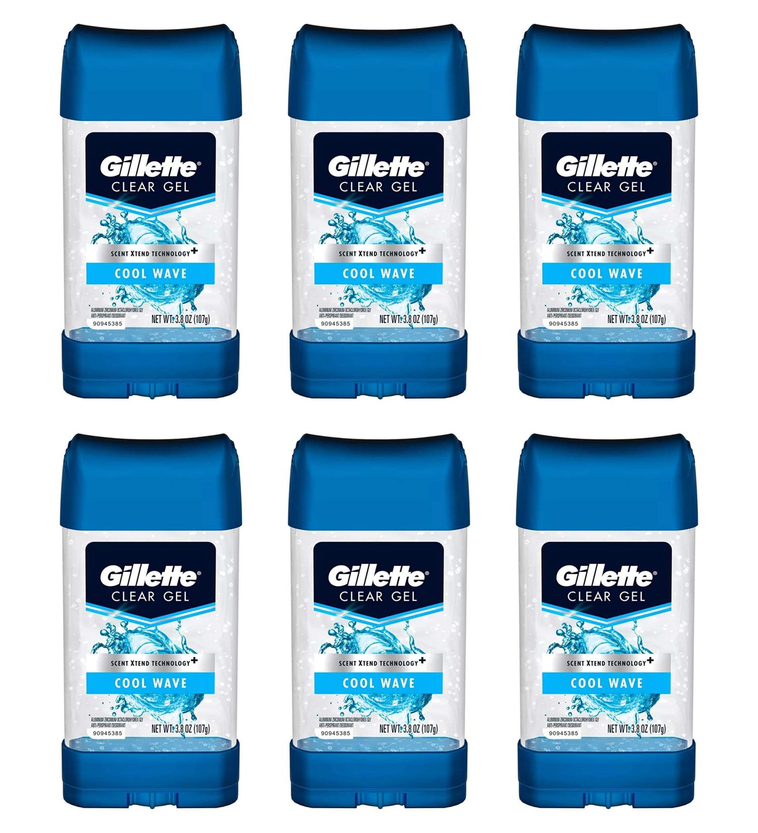 Gillette Clear Gel Anti-Perspirant/Deodorant Cool Wave - Pack of 6 - Buy Online on GoSupps.com