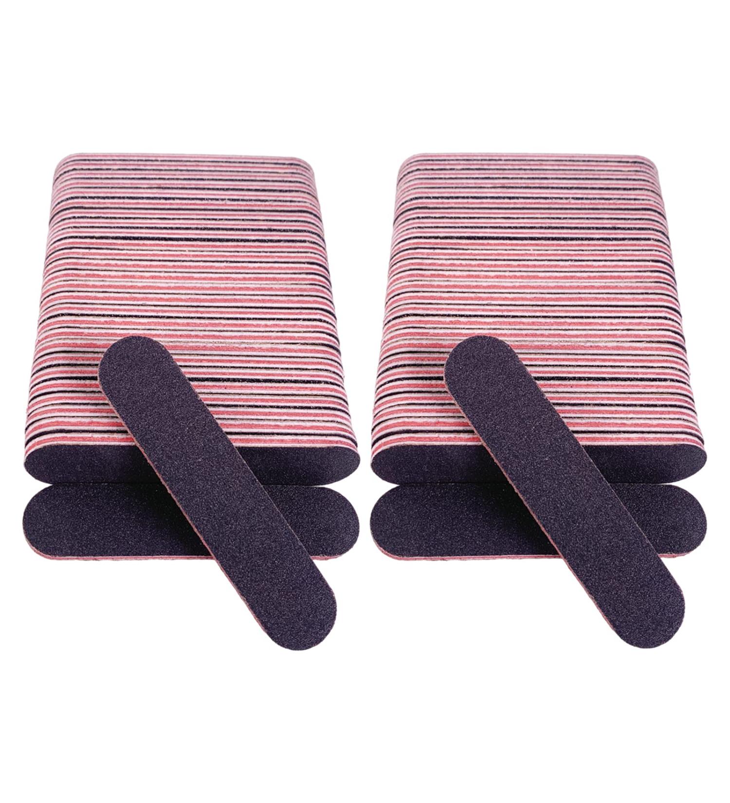 Nail Files 50 Pack - 3.6 Emery Board Fingernail Files for Acrylic & Natural Nails - 100/180 Grit Double Sided Mini Nail Filer Set - Professional Manicure Tool - Black - Buy Online on GoSupps.com