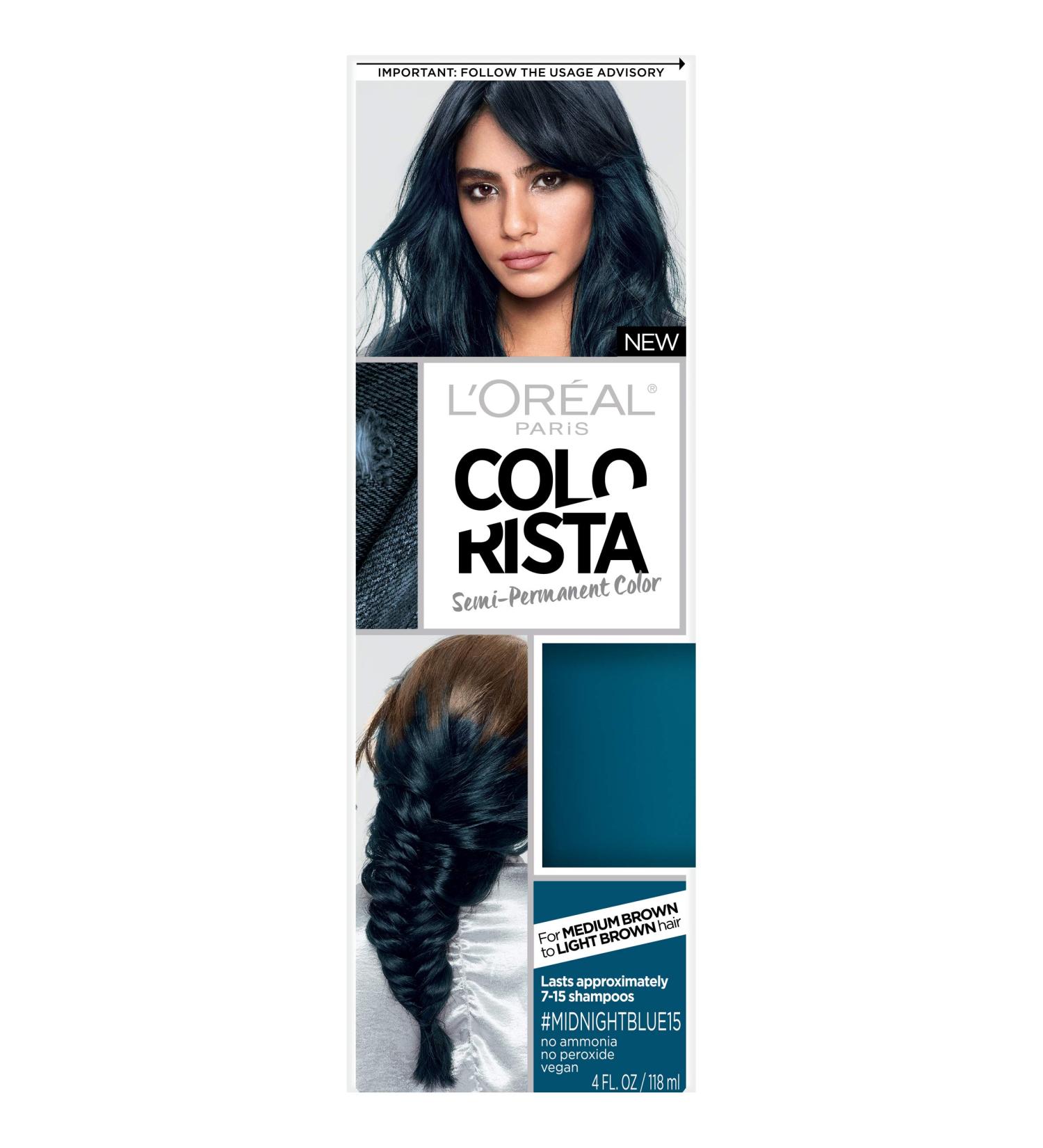 L'Oreal Paris Colorista Semi-Permanent Midnight Blue Hair Color for Brunettes - Buy Online on GoSupps.com
