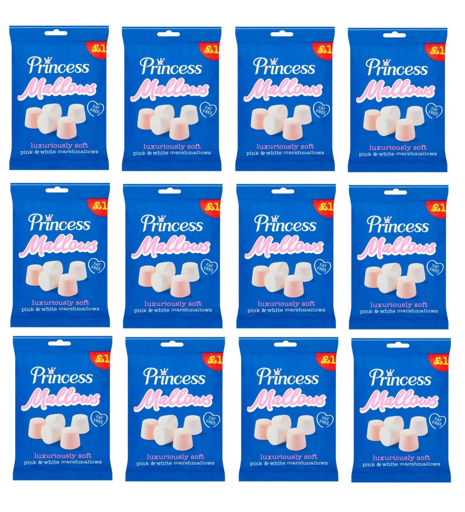 Princess Mallows Pink & White Marshmallows 12 X 150g Candy Sweet Box Pack