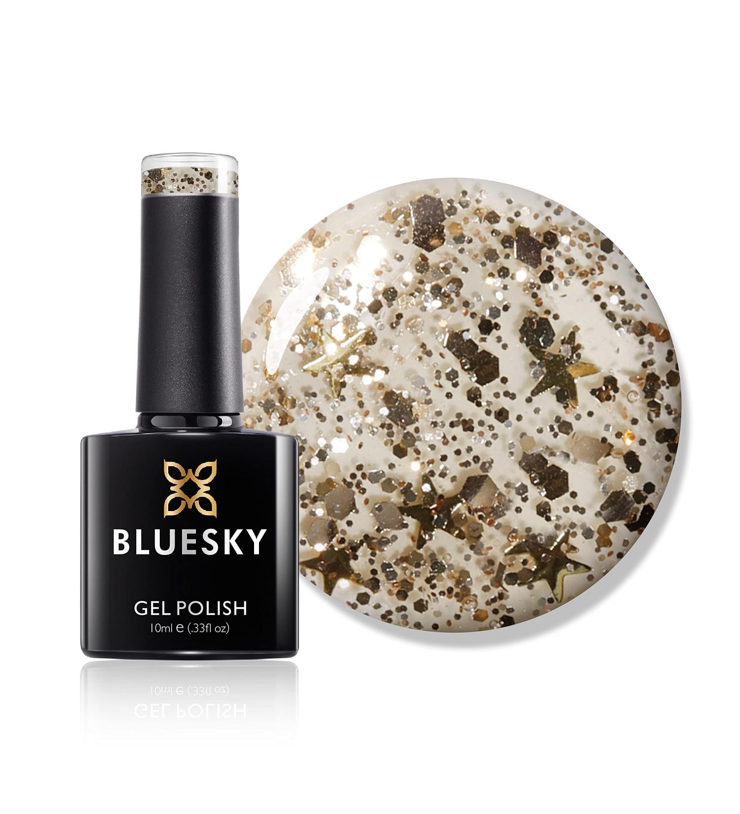 Bluesky Gel Nail Polish Gold Melody Sp18 Bright Glitter Gold Transparent 10 ml (Requires Curing Under UV LED Lamp) - Buy Online on GoSupps.com