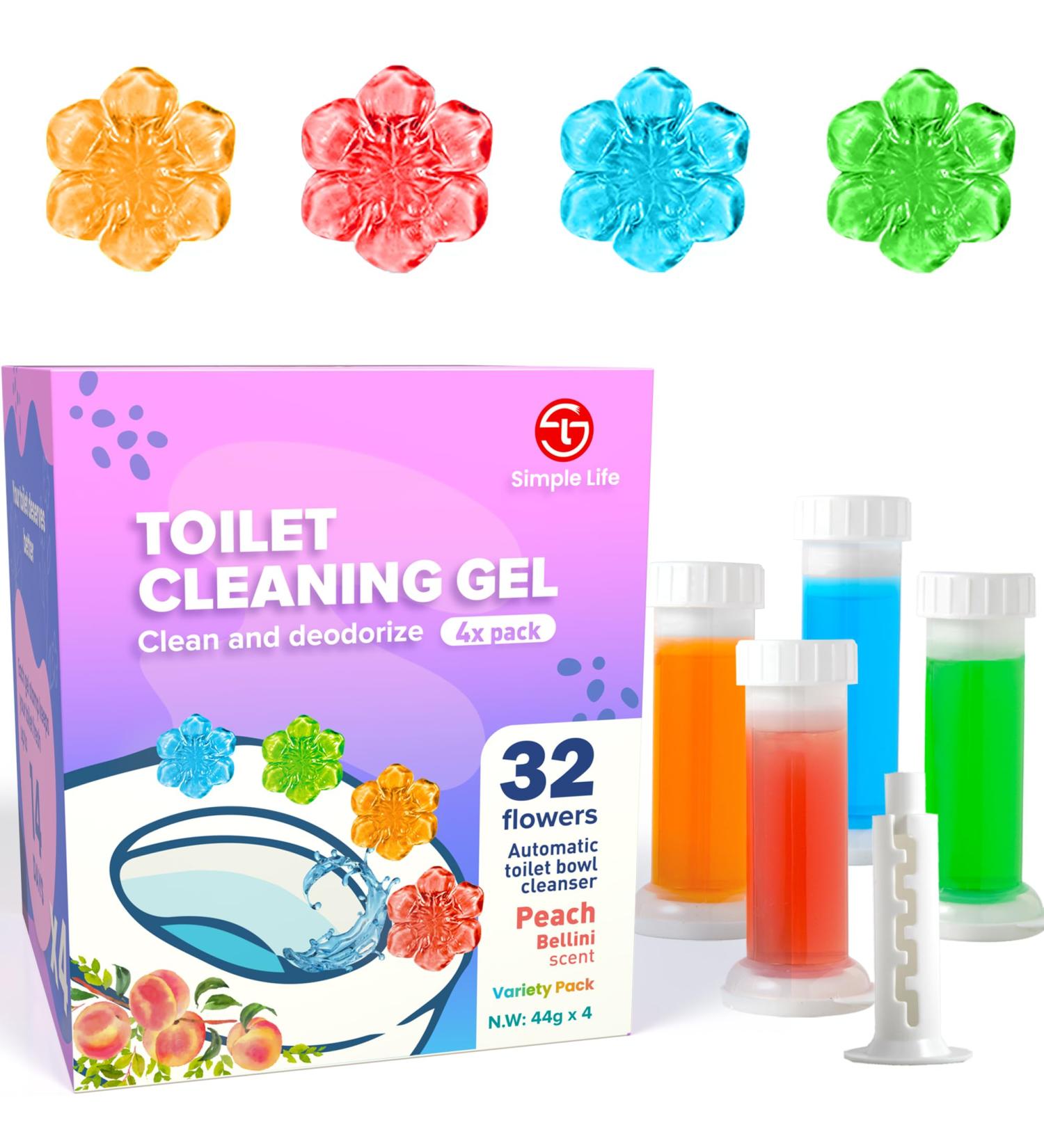 Simple Life Toilet Bowl Cleaner Gel | Fresh Flower Scent | 32 Count Variety Pack | Stops Limescale & Stains | Deodorizing Air Freshener - Buy Online on GoSupps.com