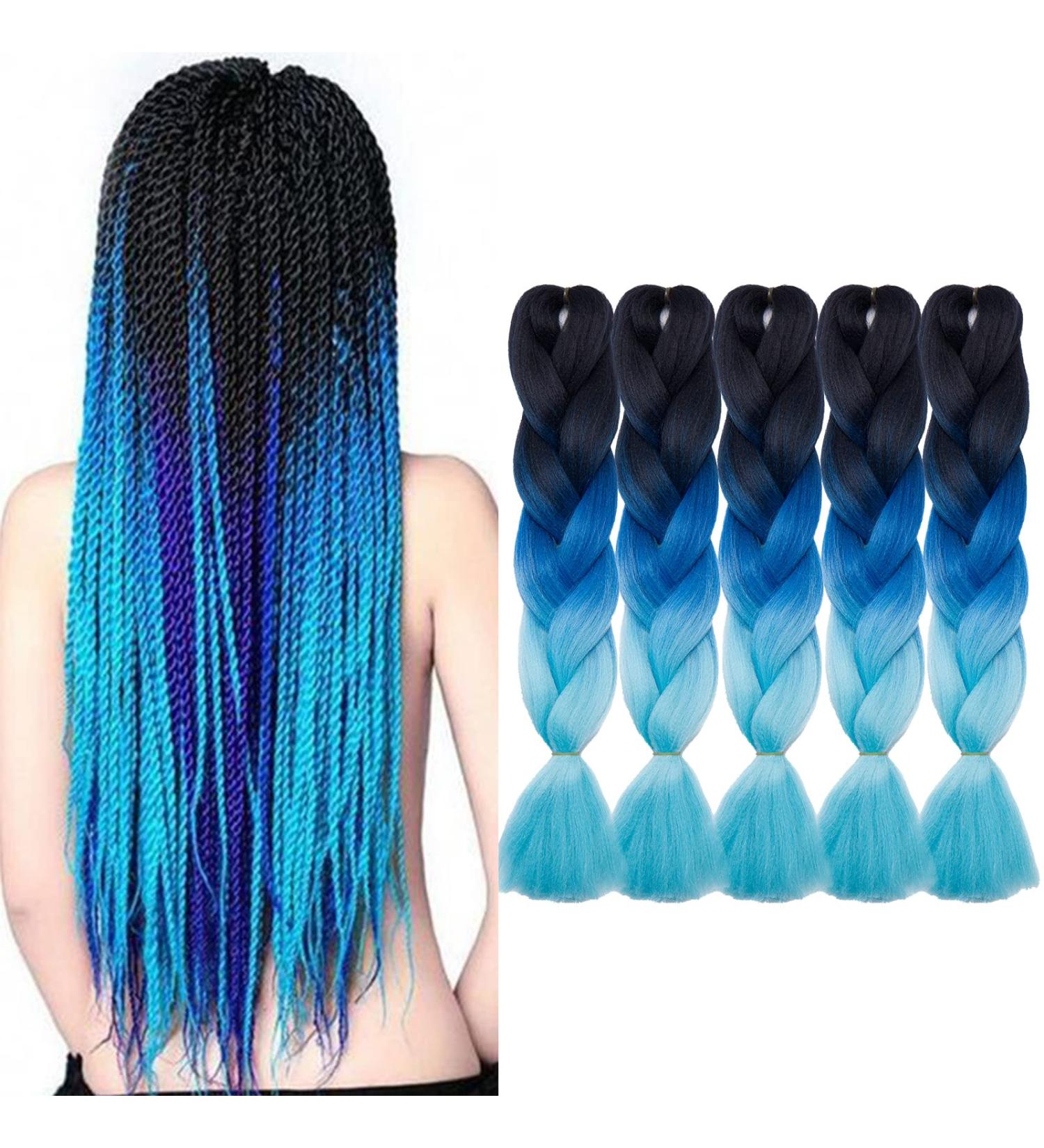 Tess Braids Extensions Blue 60 cm | 5 Pack Jumbo Kanekalon Hair Braids for Box Braids - 100g #48 Blue Ombre - Buy Online on GoSupps.com