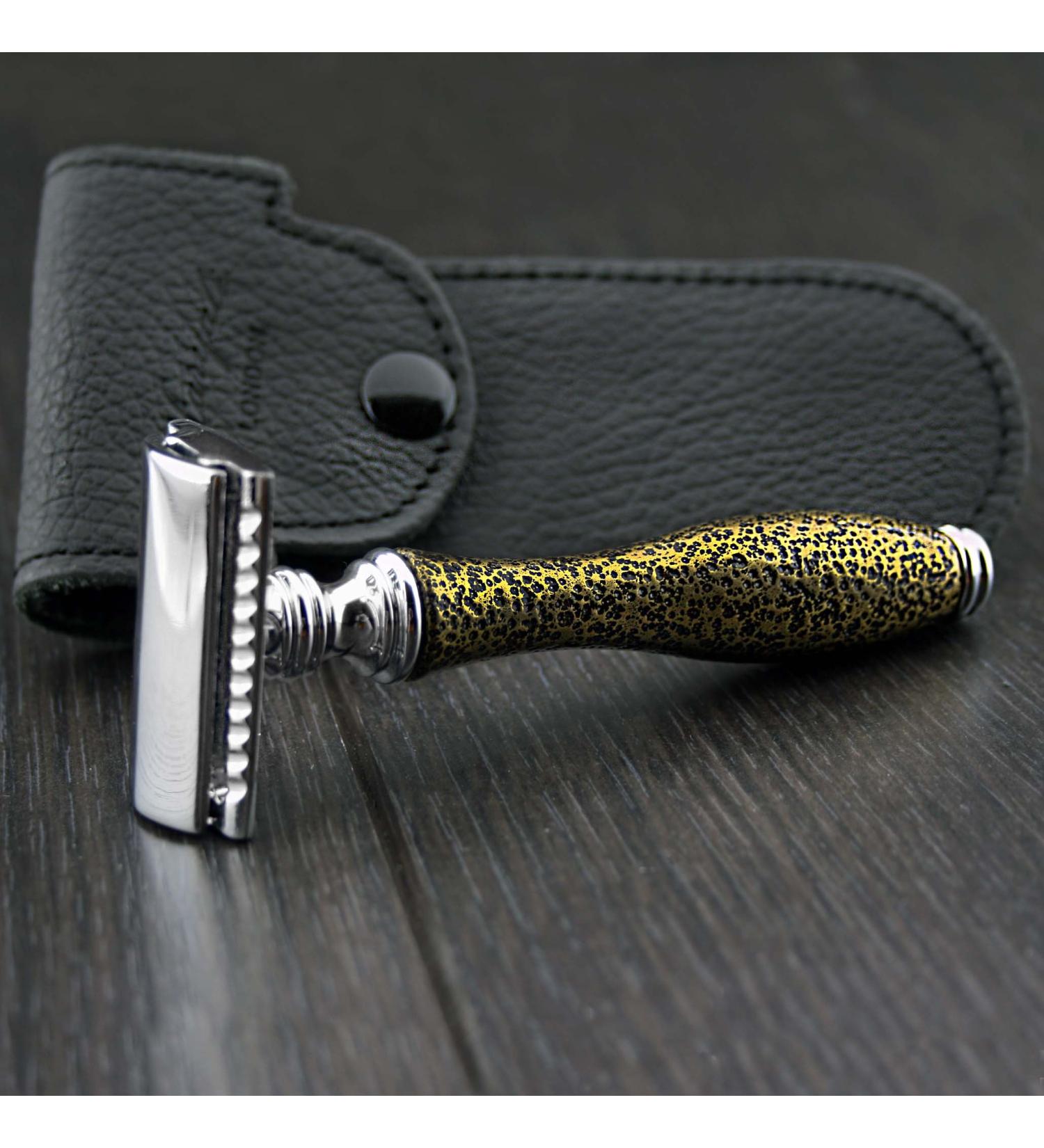 Double Edge Safety Razor for Men | Perfect Shaving Experience & Branded Leather Pouch - International Shipping Available - Buy Online on GoSupps.com