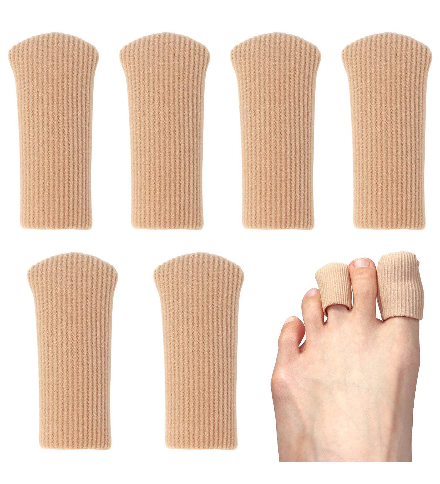 Closed Toe & Finger Fabric Sleeve Protectors with Gel Lining - Prevent Corns, Calluses, Blisters, Ingrown Toenails, Bunions, Hammer Toes - Size 6 Medium - Buy Online on GoSupps.com