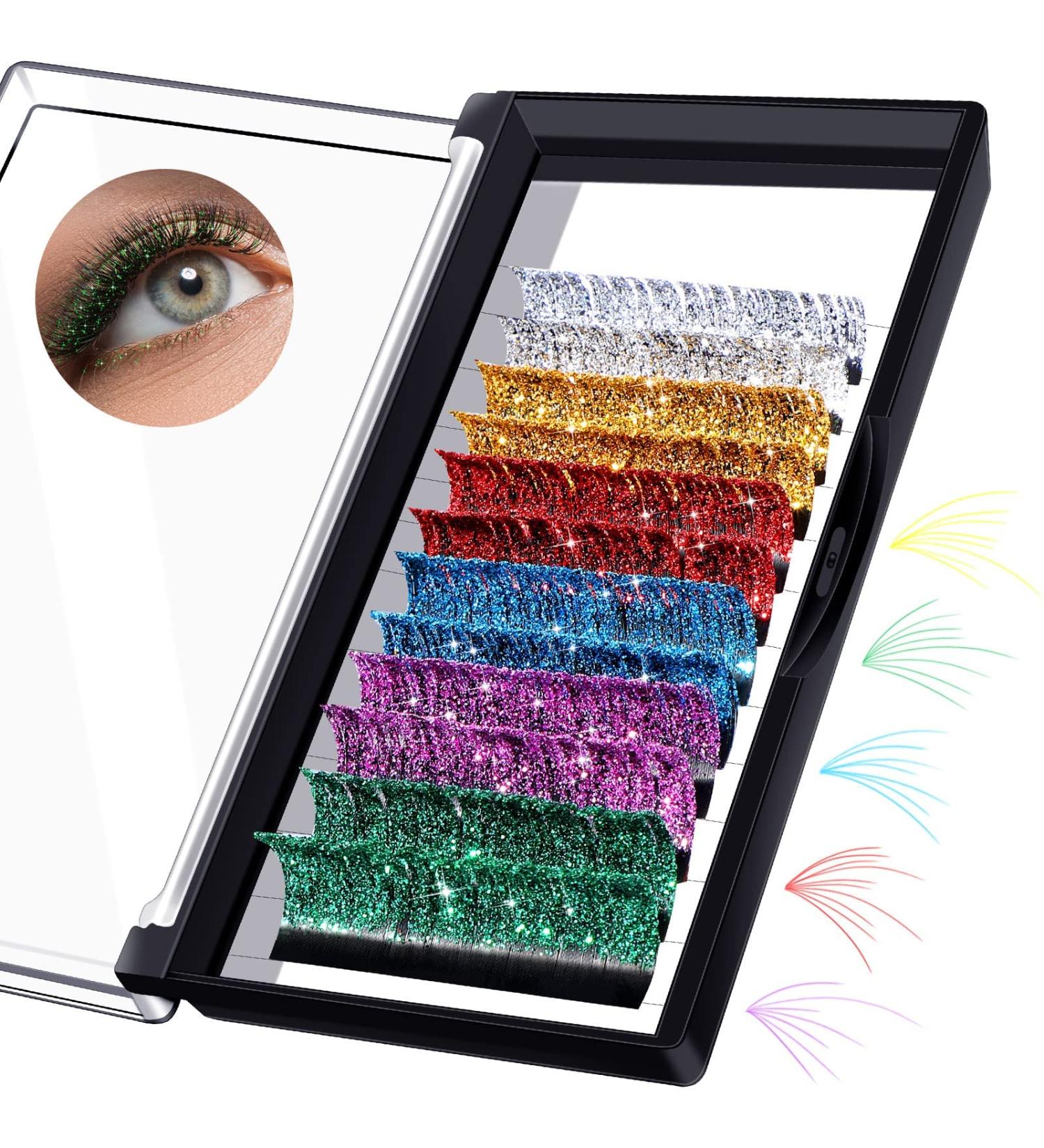 Multicolored Glitter Lash Extensions for Halloween Party Makeup | 0.15 D Mix 15-20 mm - Buy Online on GoSupps.com