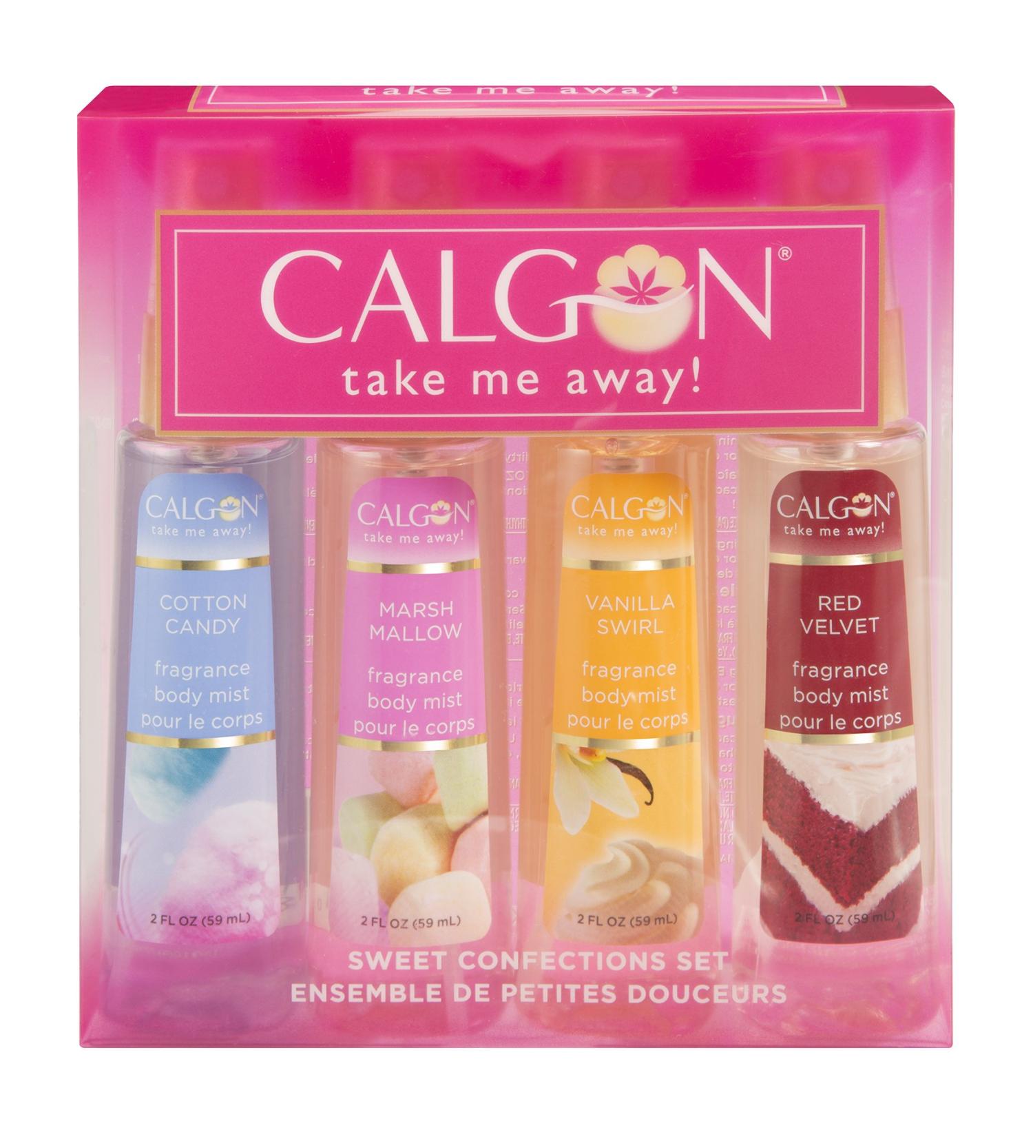 Calgon Take Me Away 4 Pc Gift Set (Refreshing Body Mist 2.0 Oz Of Cotton Candy Marsh Mallow Vanilla Swirl & Red Velvet) for Women By 2 Fl Oz - Buy Online on GoSupps.com
