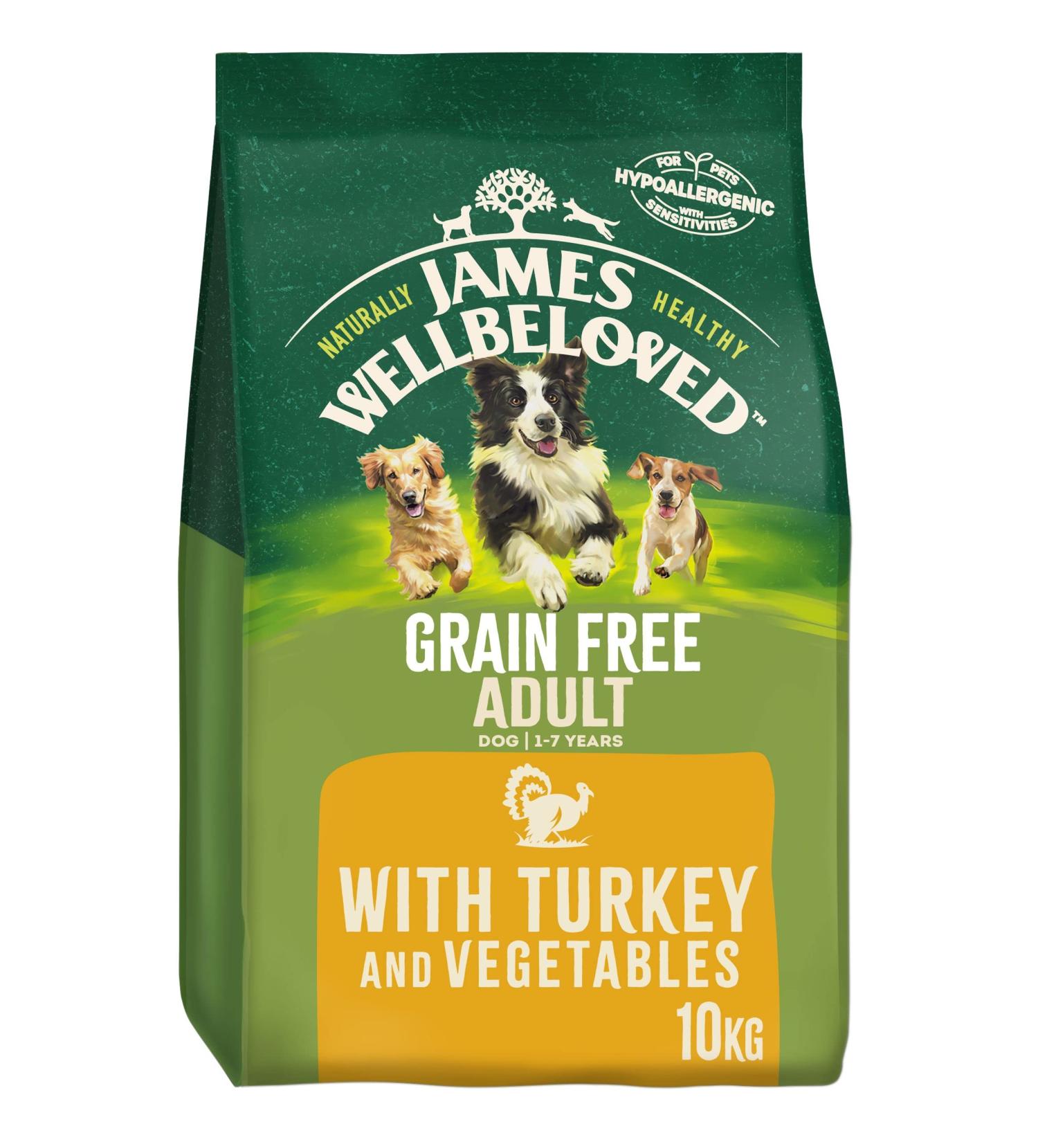 James Wellbeloved Adult Grain-Free Turkey & Vegetables 10 kg Bag Hypoallergenic Dry Dog Food - Buy Online on GoSupps.com