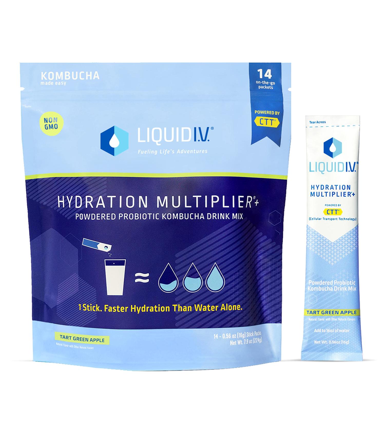 Liquid I.V. Hydration Multiplier+ Probiotic Kombucha Powder - Tart Green Apple (14 Sticks) - Buy Online on GoSupps.com