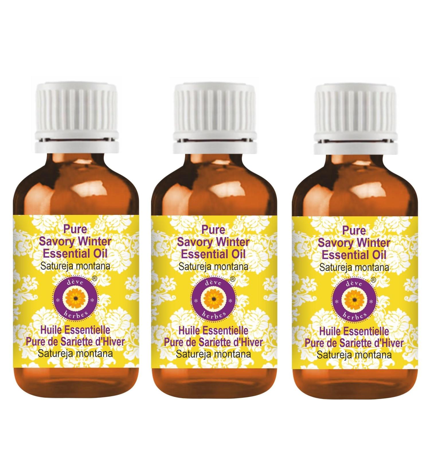 Deve Herbes Pure Savory Winter Essential Oil (Satureja Montana) Steam Distilled (Pack of Three) 100ml X 3 (10 oz) - Buy Online on GoSupps.com