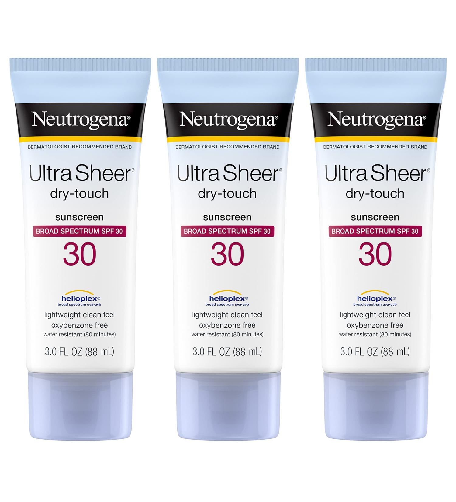 Neutrogena Ultra Sheer SPF 30 Sunscreen Lotion Pack of 3 - 3 fl. oz Travel Size - Buy Online on GoSupps.com
