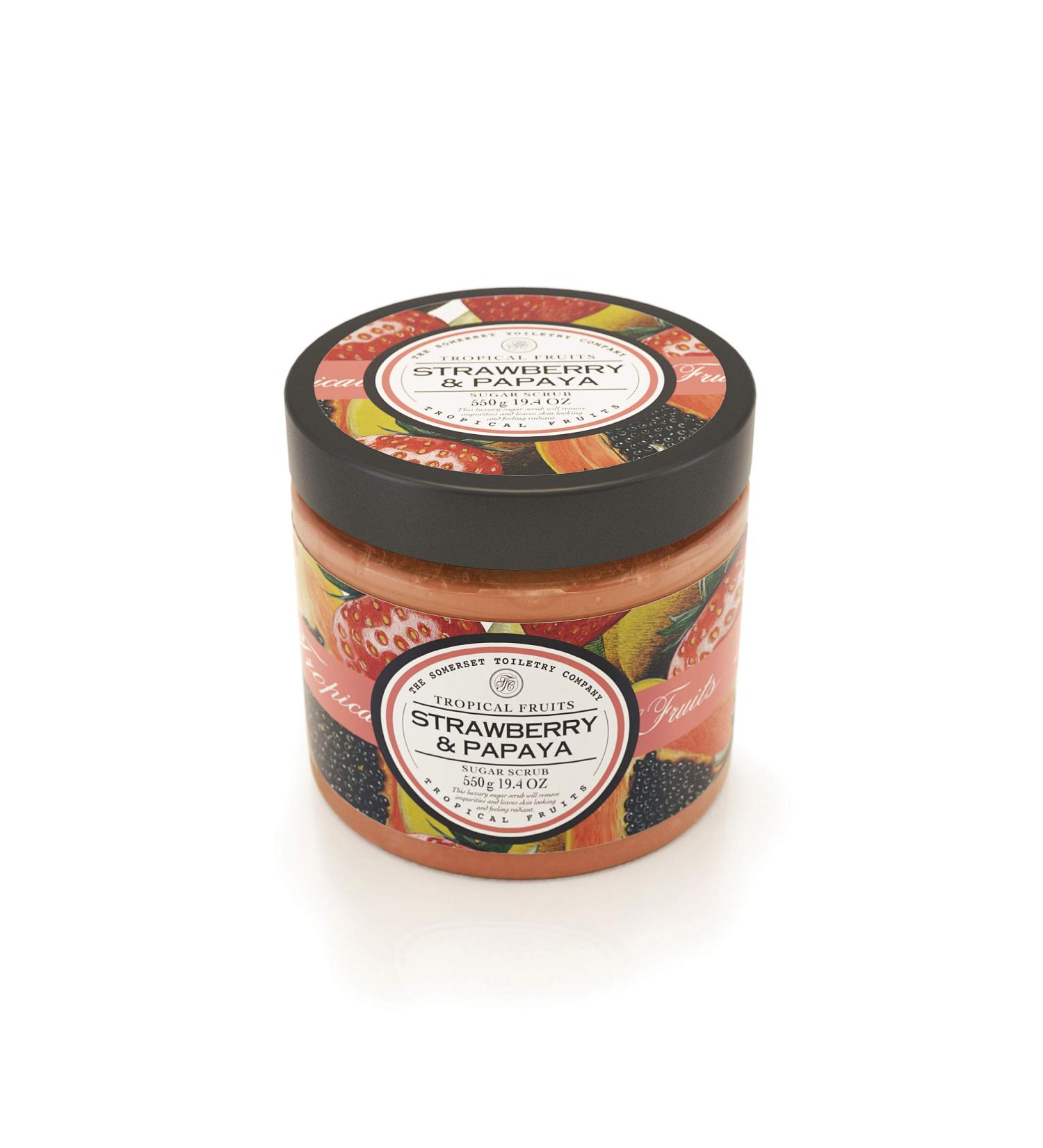 Tropical Fruits Exfoliating Body Scrub - Strawberry & Papaya 550g for Smooth & Healthy Skin - Buy Online on GoSupps.com