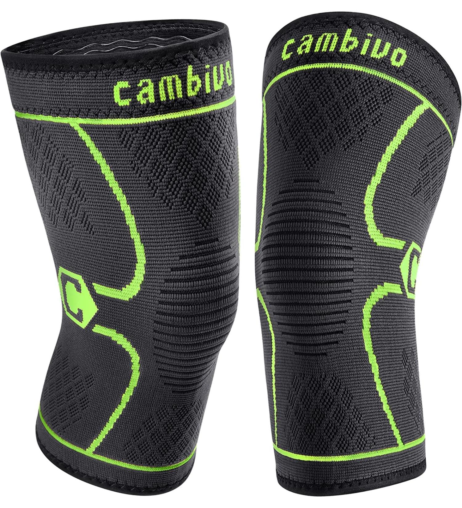 CAMBIVO 2 Pack Knee Compression Sleeve for Men and Women - Green Large | Support for Running, Workout, Gym, Hiking, Sports - Buy Online on GoSupps.com