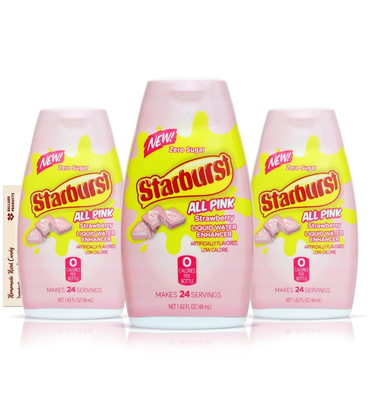Starburst Pink Strawberry Liquid Water Enhancer 3-Pack - Low Calorie Flavor Drops with Recipe Card - Buy Online on GoSupps.com
