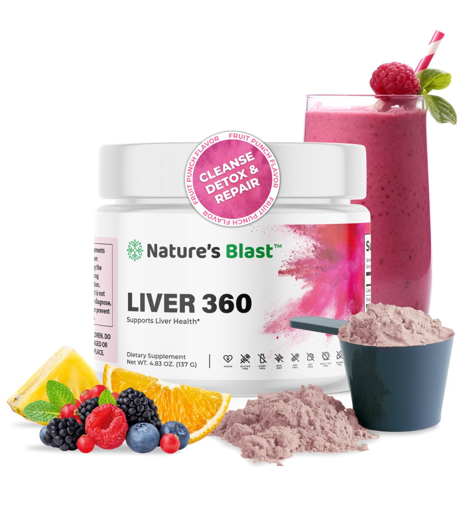 NATURES BLAST Liver Cleanse Detox & Repair Supplements - Liver 360 - Extra Strength Herbal Blend for Liver Health Support with Milk Thistle Turmeric & Artichoke Extract - 30 Servings - Buy Online on GoSupps.com