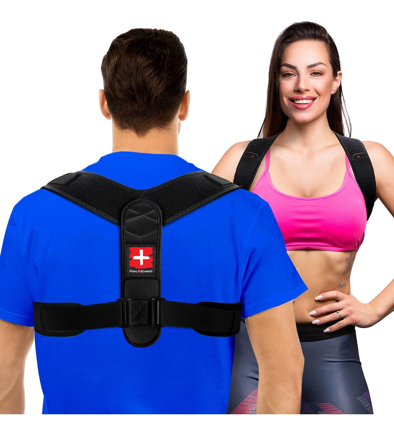 Pohl Schmitt Posture Corrector for Women and Men - Adjustable Back Brace for Body Alignment Support - Prevent Neck, Back, and Shoulder Pain - Black - Buy Online on GoSupps.com