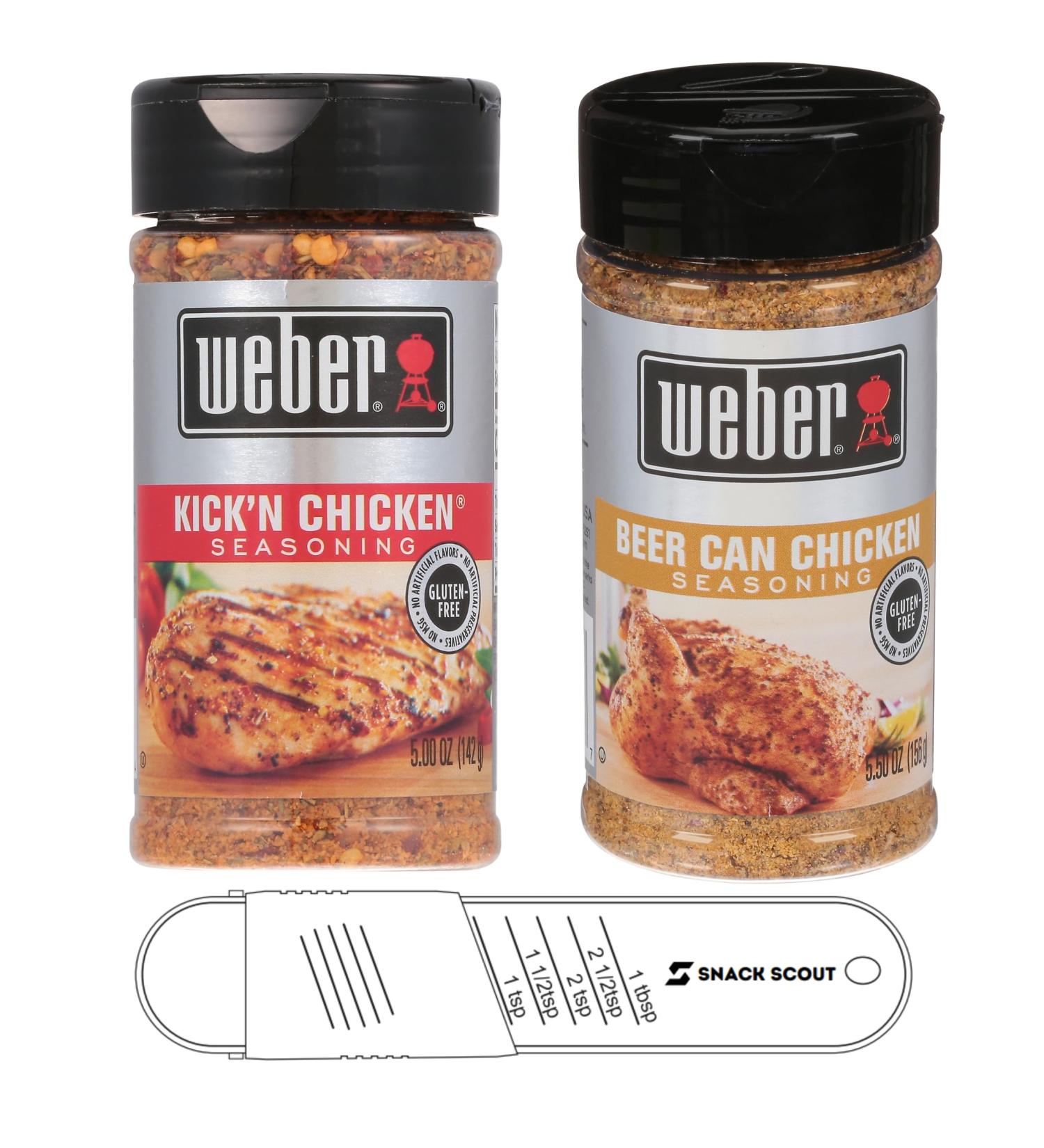 Weber American Chicken Seasoning Kick'n Chicken and Beer Can Chicken | Bundle With Snack Scout Measuring Spoon - Buy Online on GoSupps.com