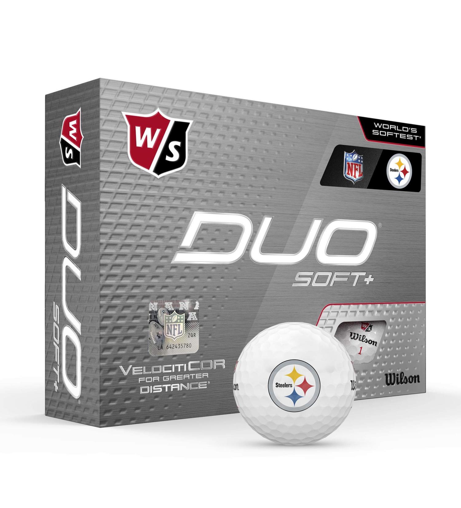 Wilson Duo Soft+ NFL Golf Balls - Pittsburgh White (12 balls) - Buy Online on GoSupps.com