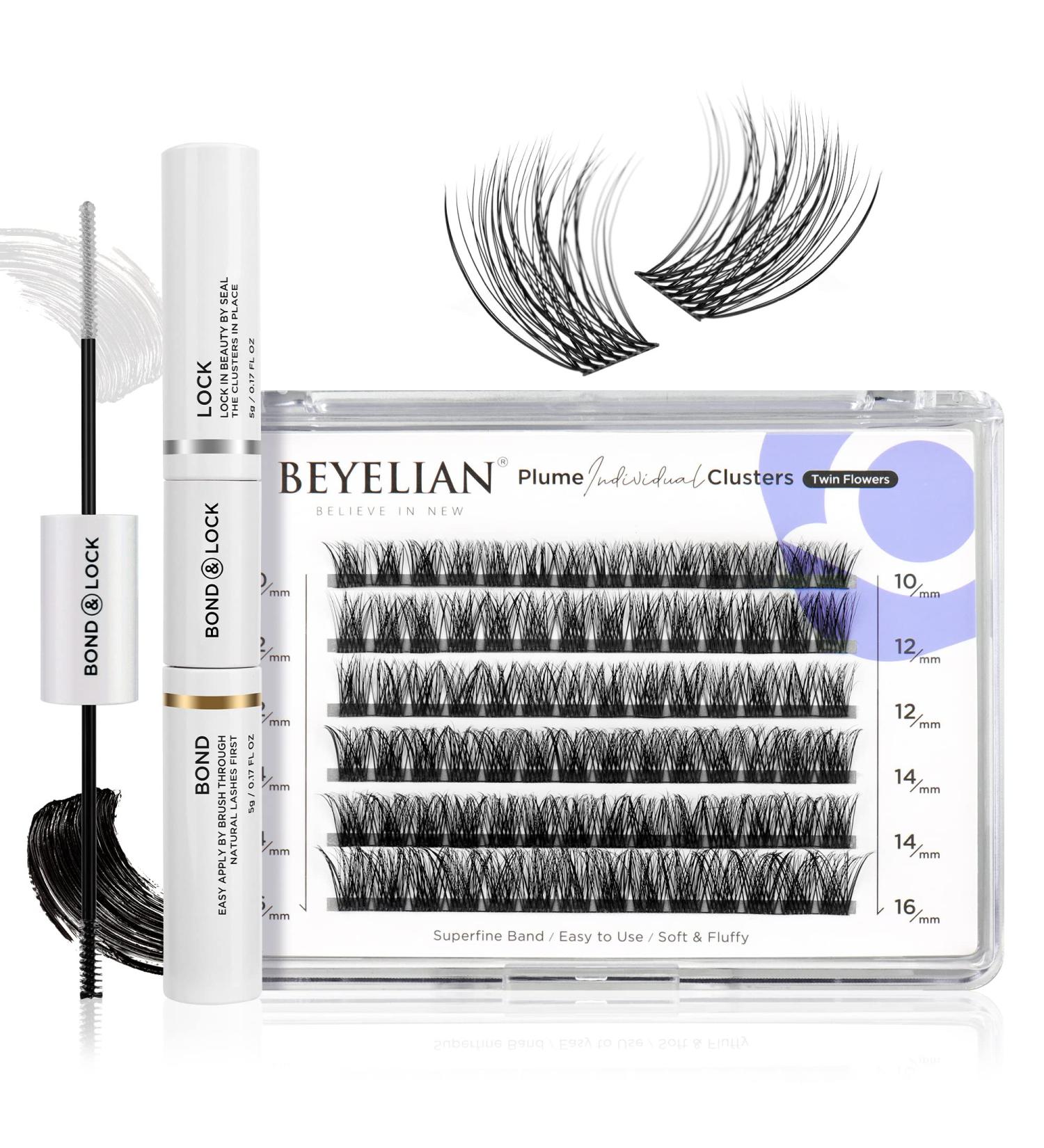 BEYELIAN Cluster Lashes D+ Curl 84 Pcs Kit with Lash Bond and Seal - False Eyelashes Extension Set with Super Thin Band Glue for Individual Cluster Lashes - Buy Online on GoSupps.com