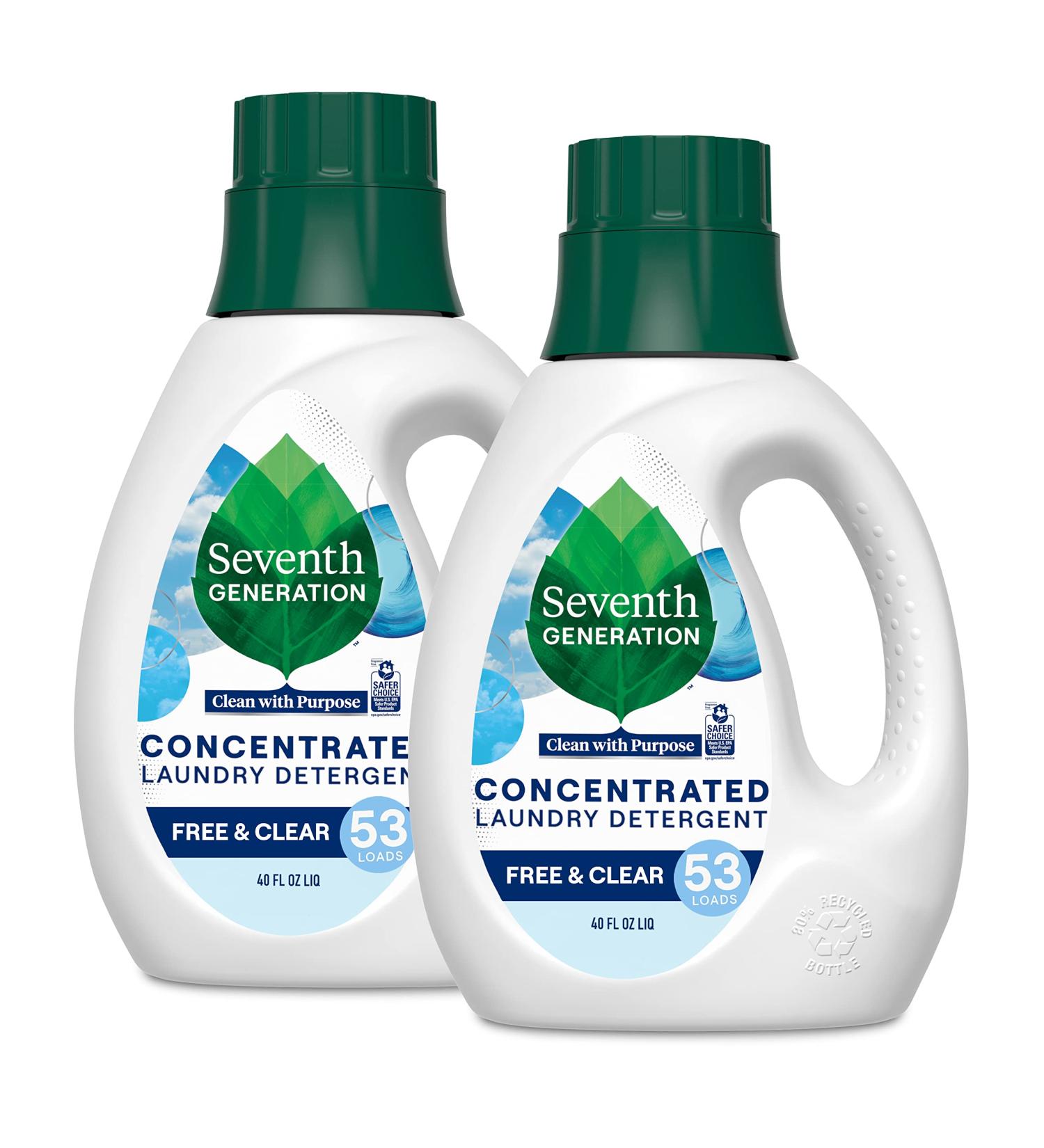 Seventh Generation Free & Clear Laundry Detergent 40 Oz, 2-Pack - 106 Loads, Unscented & Concentrated - Buy Online on GoSupps.com