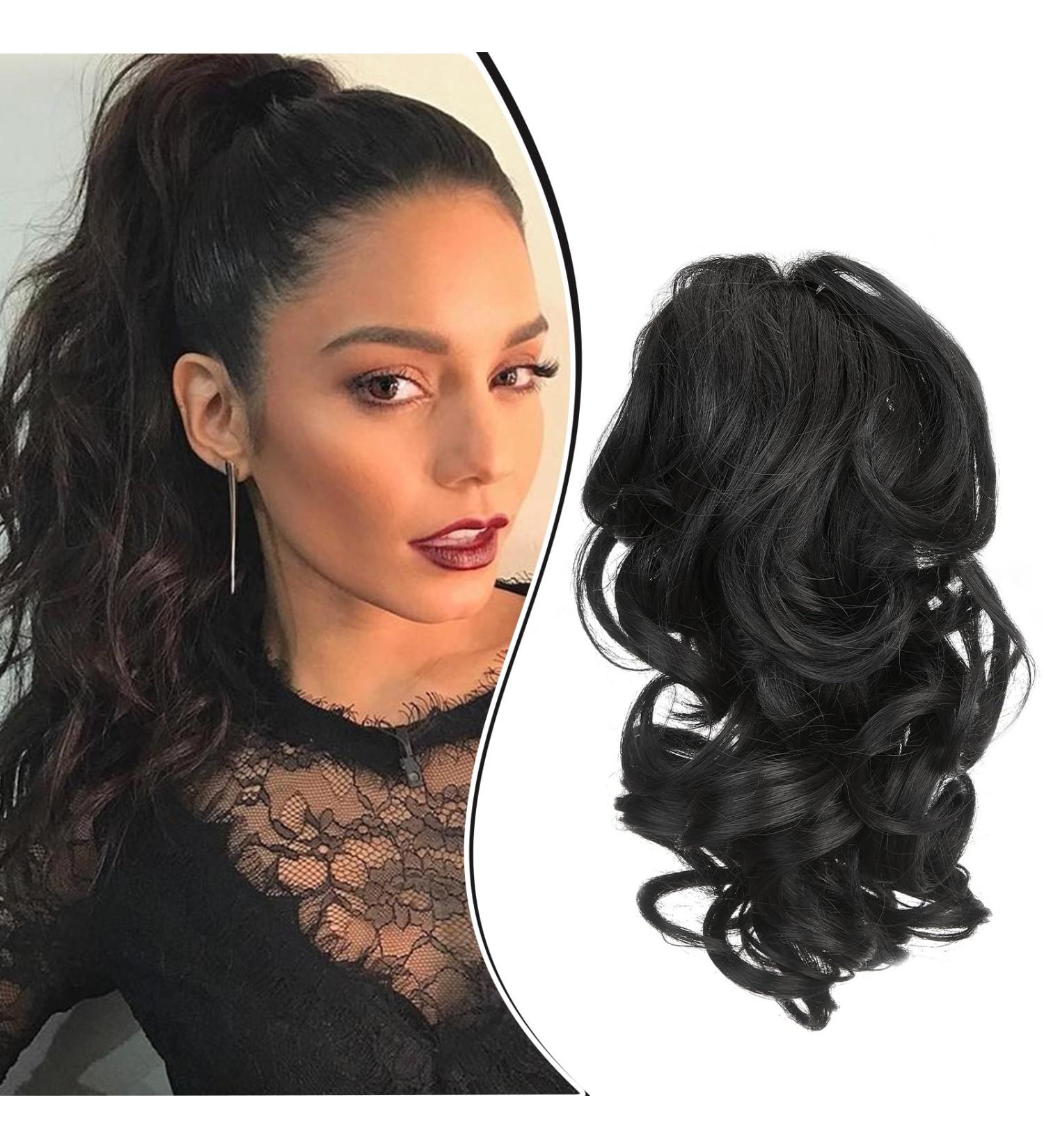 DCBaboo 30cm Synthetic Wavy Ponytail Hair Extension with Clamp - Black Braid Clip for Effortless Style | 110g Short Hair Extensions - Buy Online on GoSupps.com