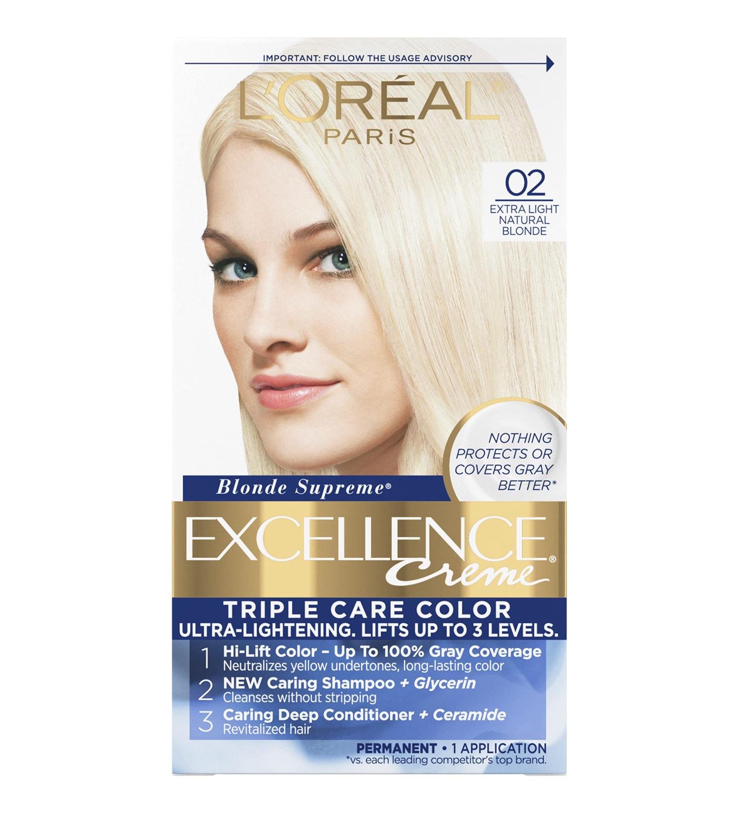 L'Oreal Paris Excellence Creme Hair Color 02 Extra Light Natural Blonde - Gray Coverage for All Hair Types - Pack of 1 - Buy Online on GoSupps.com