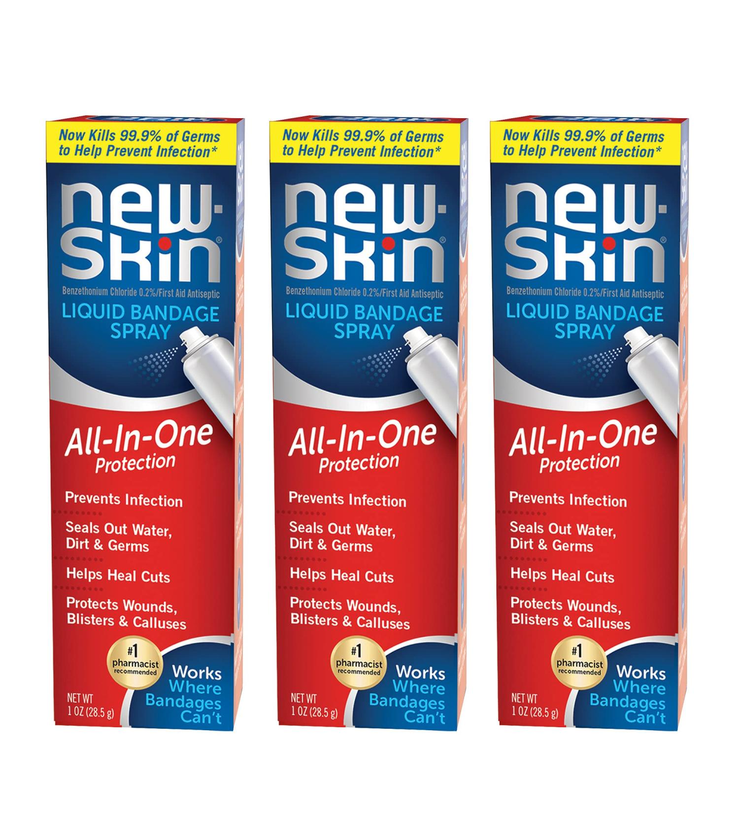 New-Skin Liquid Bandage Spray 1oz (Pack of 3) - Packaging May Vary - Buy Online on GoSupps.com