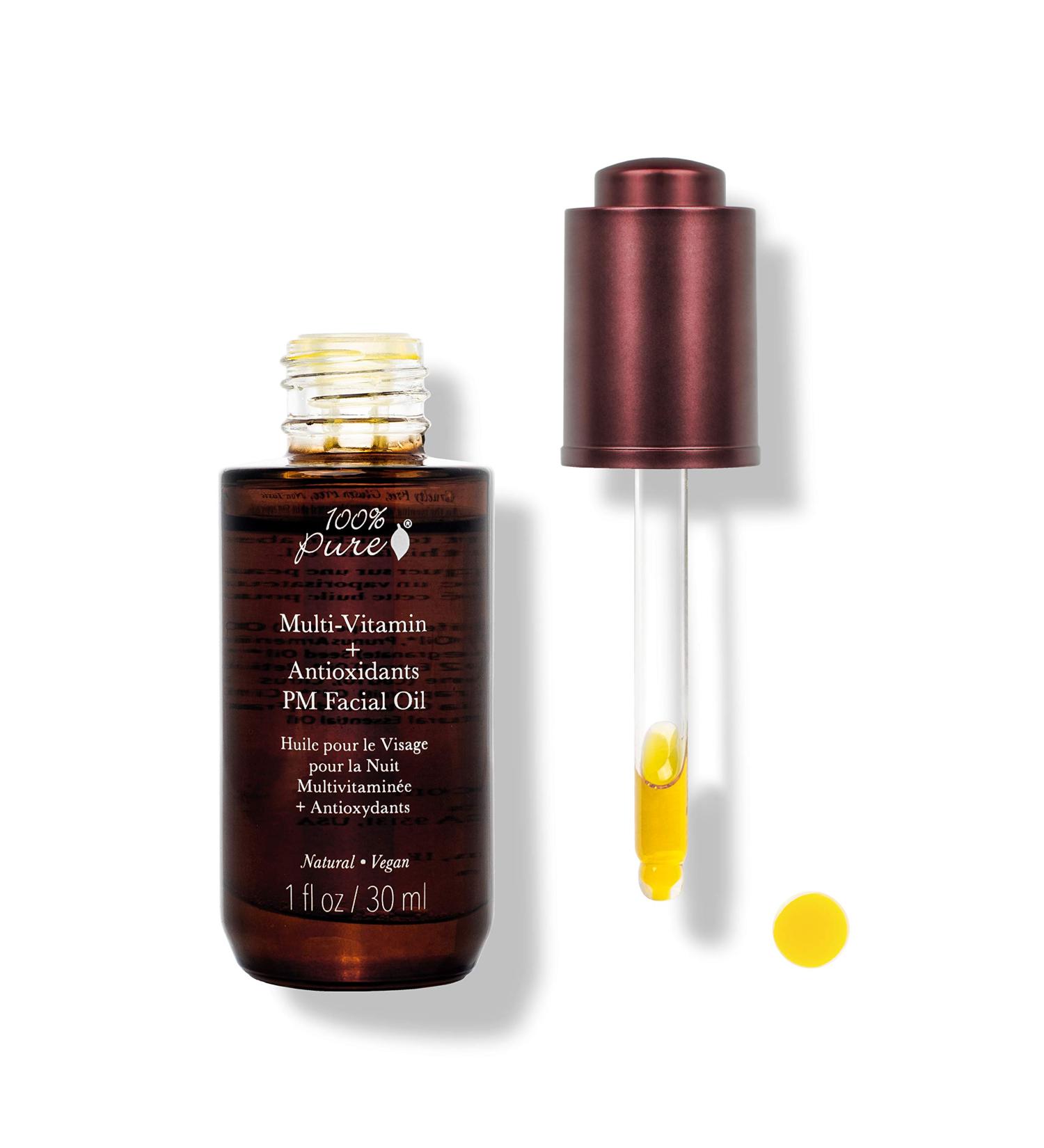 100% Pure Multi-Vitamin + Antioxidants PM Facial Oil | Anti-Aging Night Moisturizer with Retinol & Vitamin C | Natural Anti-Wrinkle Skin Care | 1 Fl Oz - Buy Online on GoSupps.com