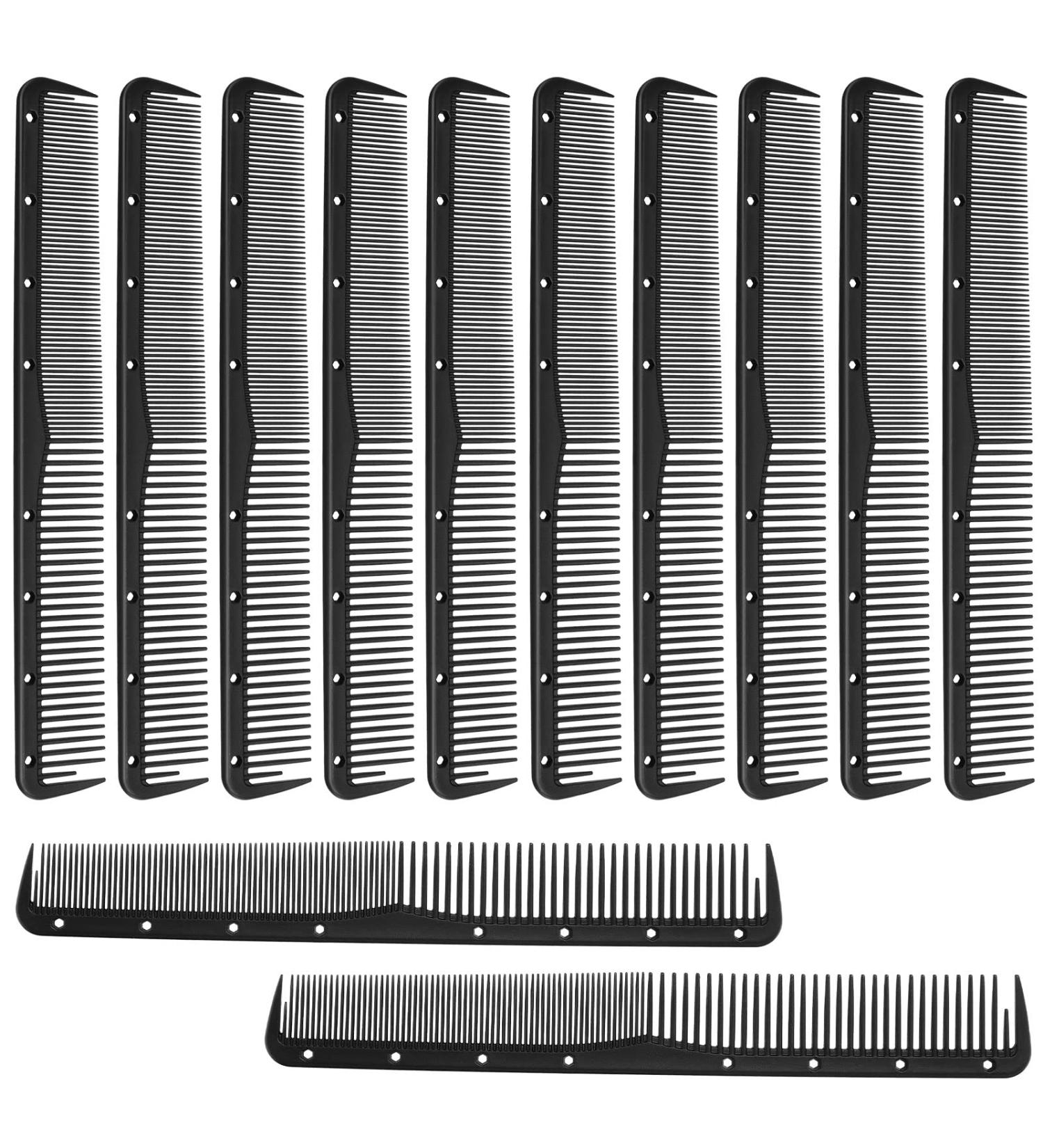 12-Piece Carbon Fine Cutting Comb Set - Heat Resistant Barber and Salon Hairdressing Comb (Black) - Buy Online on GoSupps.com