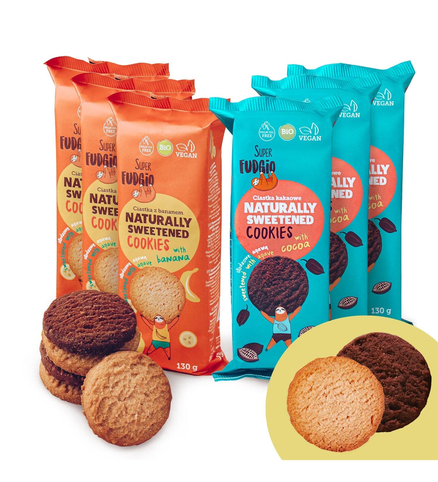  SUPER FUDGiO SUPER FUDGiO Organic Cookies | Naturally Sweetened Agave Organic Vegan Cookies - Palm Oil Free | Healthy Nibble | 6 x 130g - Buy Online on GoSupps.com