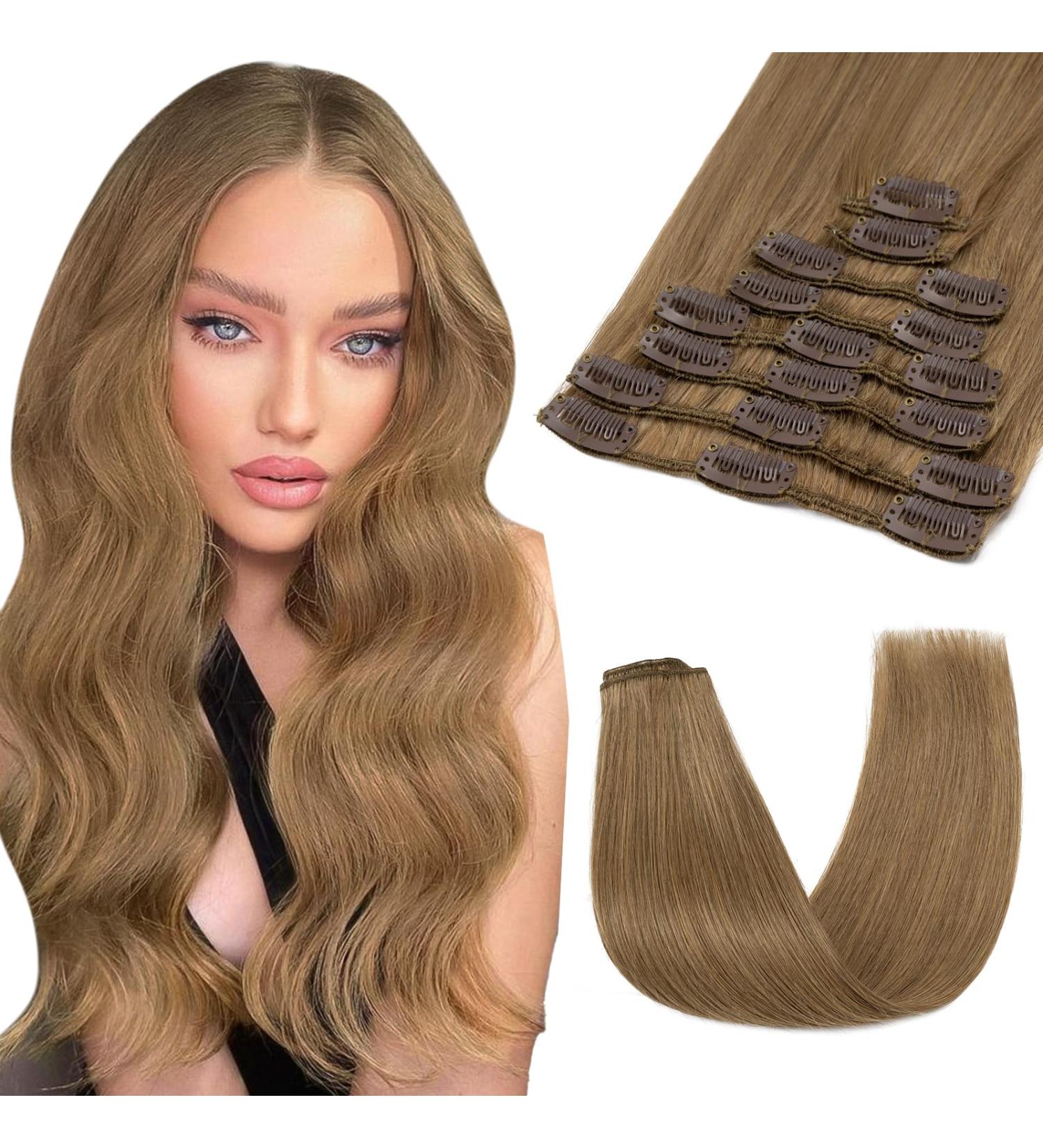 Achat Extensions Cheveux Naturels Clip 45 cm - Chatain Clair Remy - 8 PCS paisseur Fine (#06 Marron Clair 70 g) - Livraison Internationale - Buy Online on GoSupps.com