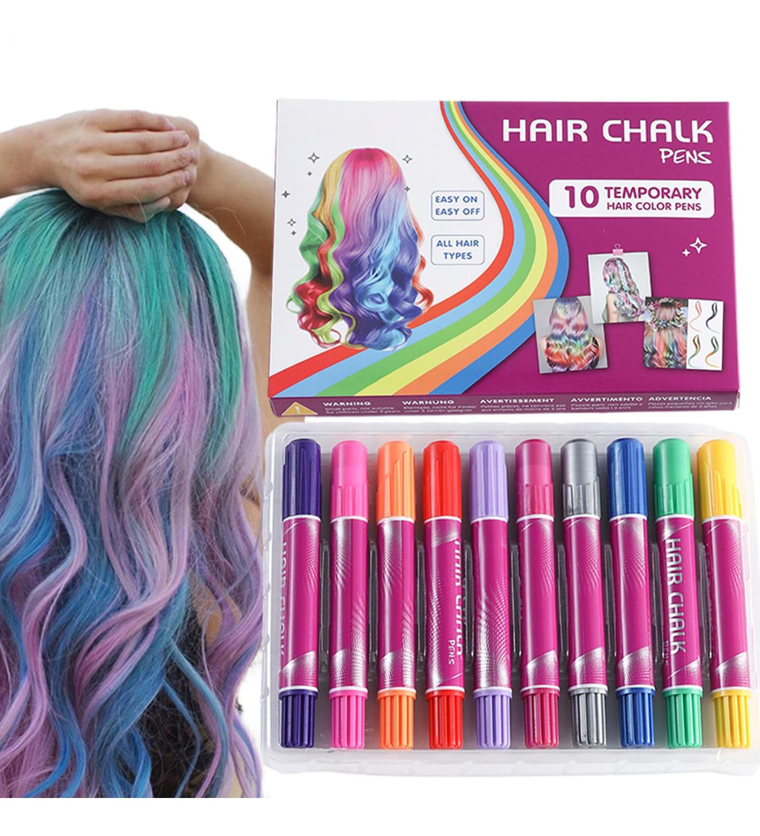 Coloration temporaire pour cheveux - Lot de 10 craies pour cheveux - Marqueur de couleur temporaire - Lavable - Jouet amusant pour adolescents adultes cosplay - Buy Online on GoSupps.com