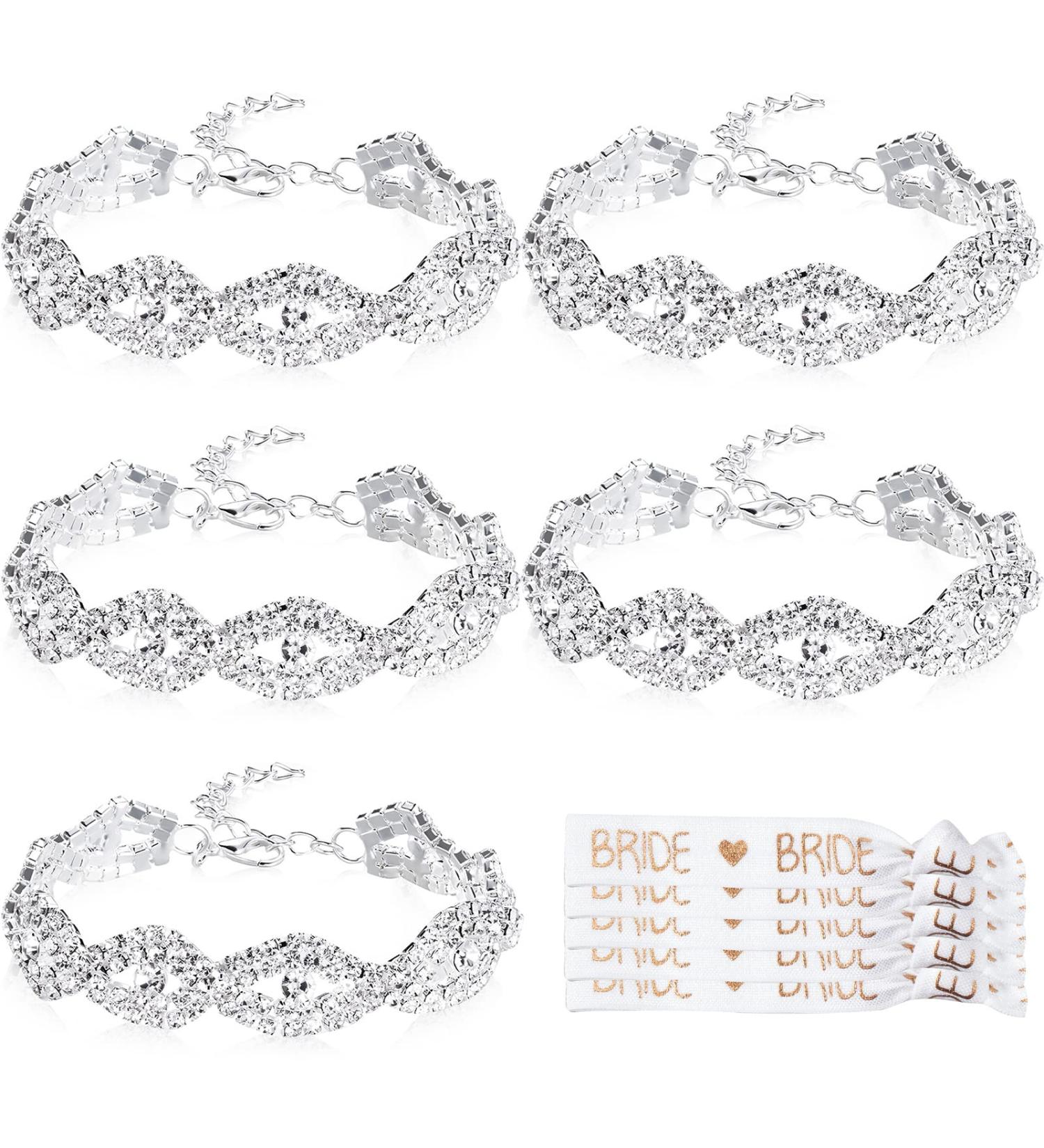 Hicarer 5-Piece Bridesmaid Bracelet Set with Bride Hair Tie Perfect Wedding Gift for Friends - Buy Online on GoSupps.com