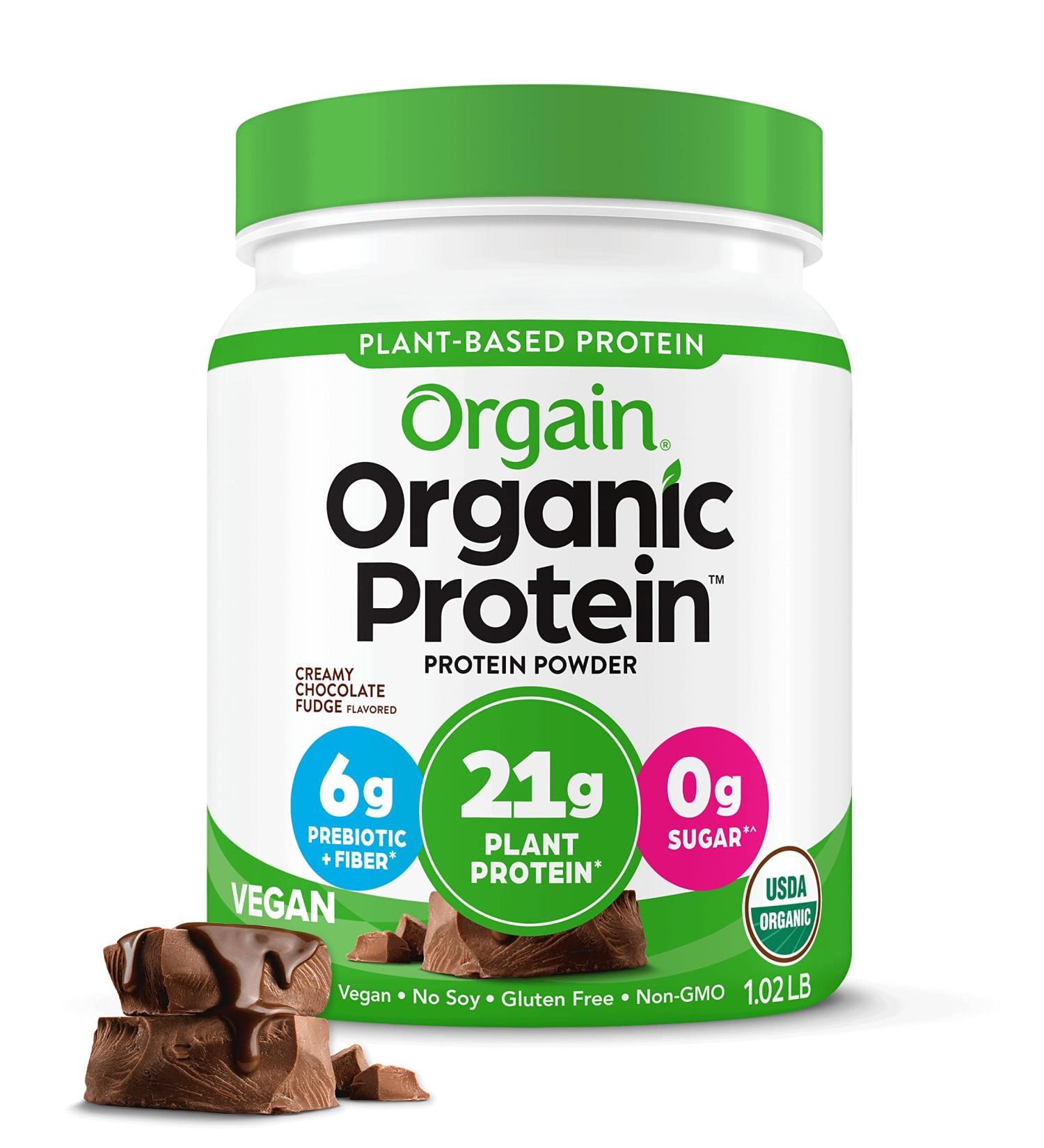 Orgain Organic Vegan Protein Powder - Creamy Chocolate Fudge, 21g Plant Based Protein, Low Net Carbs, Non-Dairy, Gluten-Free, Lactose-Free, No Sugar Added, Soy-Free, Kosher, 1.02lb - Buy Online on GoSupps.com
