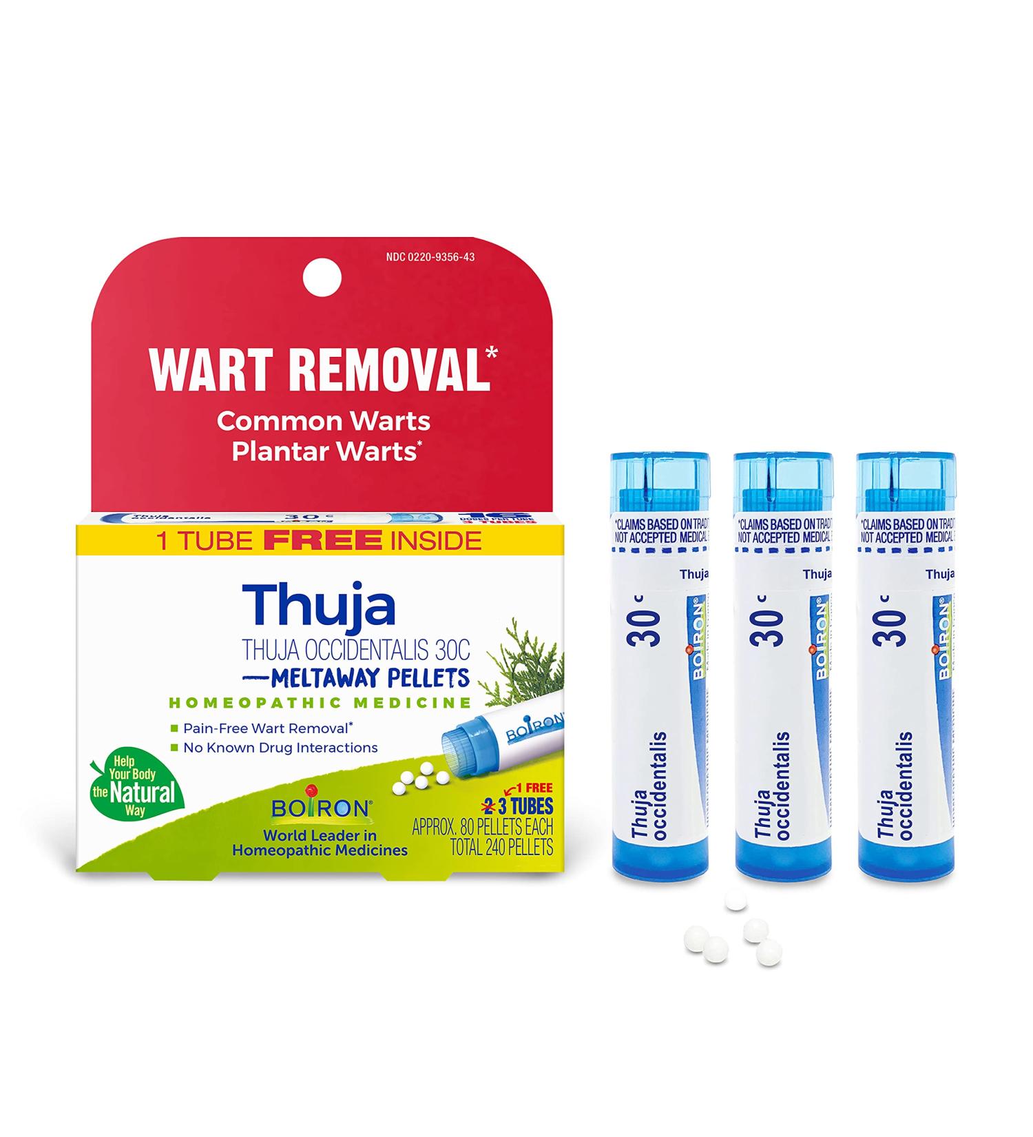 Boiron Thuja Occidentalis 30C - Wart Removal - 3 Tubes & 80 Pellets Each - Buy Online on GoSupps.com