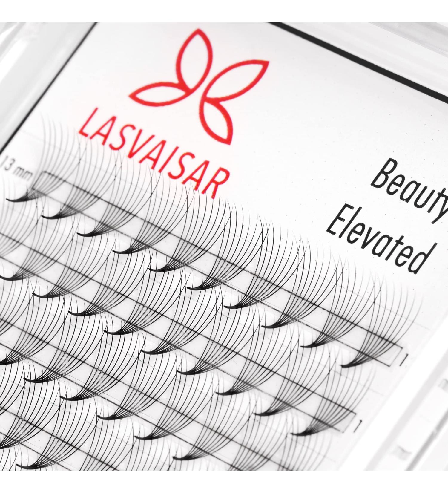 LASVAISAR 5D Volume Premade Fans Eyelash Extension | C CC D Curl | 0.07mm Thickness | 14mm Length | Professional & Beginner Use - Buy Online on GoSupps.com