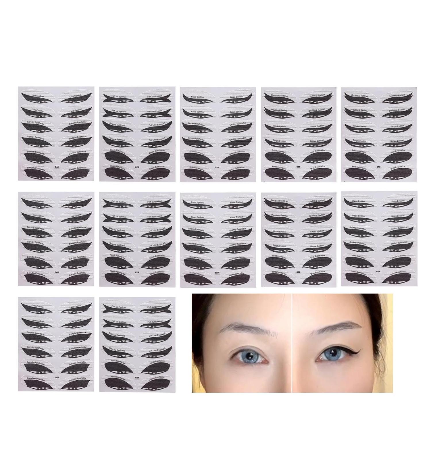 Eye Stencils for Makeup | Eye Makeup Applicator Stickers | Eyeliner Tool Eyeliner Stickers Eyeshadow Guide Tool Paper Eyeliner Stencils Stickers for Eyes 12pcs - Buy Online on GoSupps.com