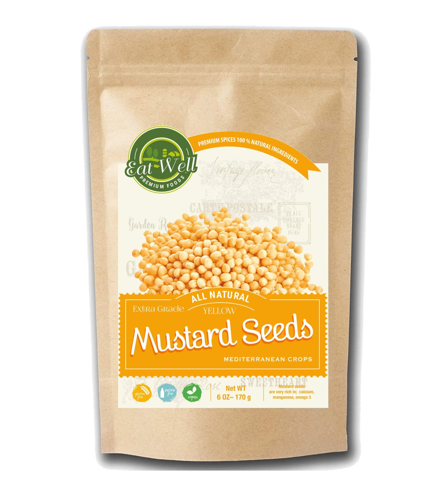 6oz Yellow Mustard Seeds for Pickling & Cooking - Non-GMO & Natural - Whole Seeds by Eat Well Premium Foods - Buy Online on GoSupps.com