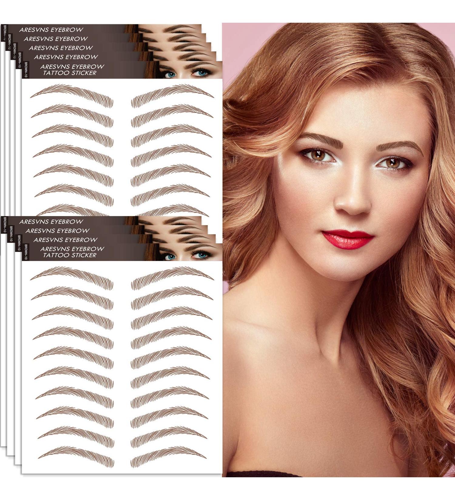 Aresvns Tattoo Eyebrows Brown 99 Pairs Waterproof 4D Fake Eyebrow Transfers | Realistic Imitation Eyebrows for Women | Christmas Gift - Pattern 001 - Buy Online on GoSupps.com