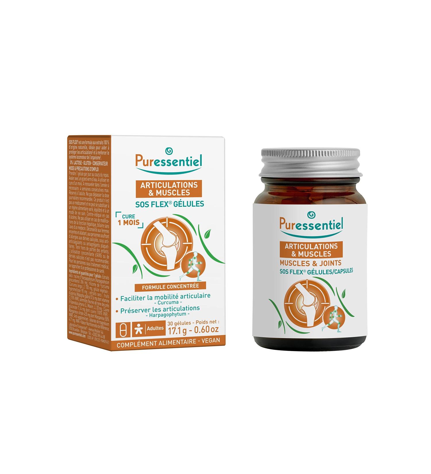 Puressentiel - Joints & Muscles SOS Flex Capsules - Facilitate joint mobility and preserve joints - 1 month 30 capsules - Buy Online on GoSupps.com