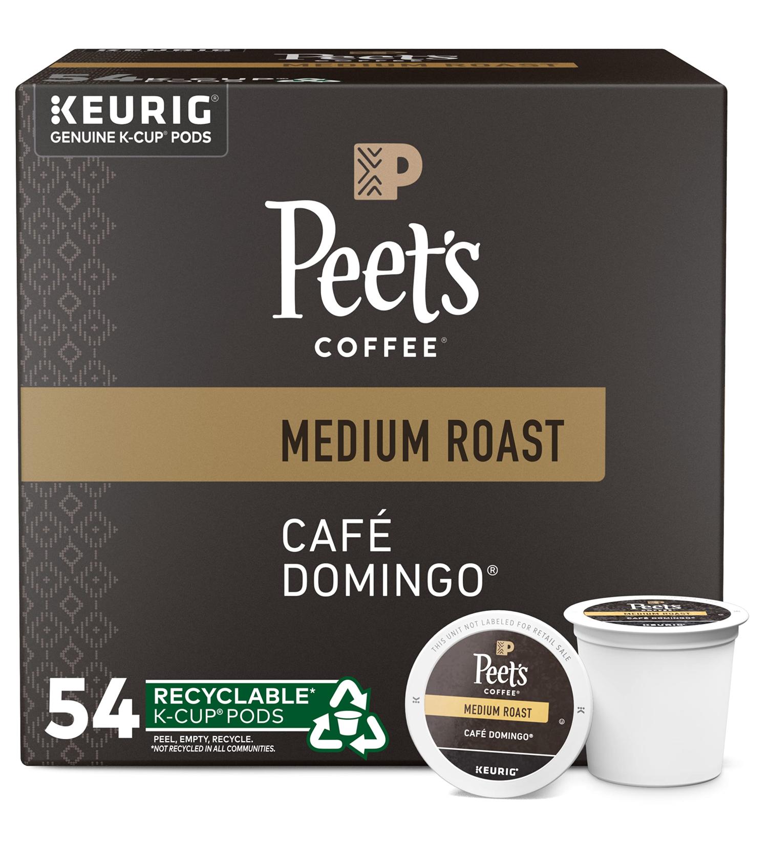Peet's Coffee Caf Domingo Medium Roast K-Cup Pods - 54 Count - Buy Online on GoSupps.com
