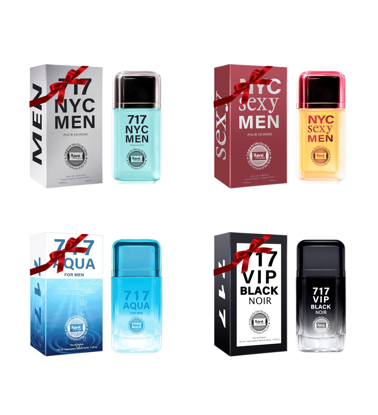 Hybrid & Company Men's 4 Pcs Classsic Scent Spray Eau De Toilette Spray 717 AQUA 717 SEXYMEN 717 VIP BLACK NOIR 717 NYCMEN 3.4 Fl Oz (Pack of 4) - Buy Online on GoSupps.com